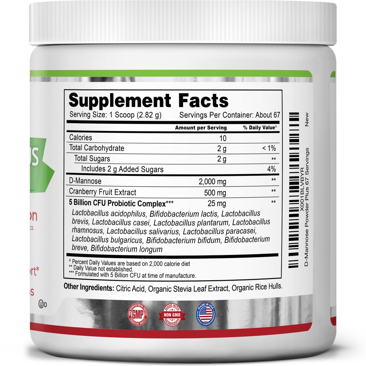 Zazzee D-Mannose Powder Plus with Probiotics & Cranberry

