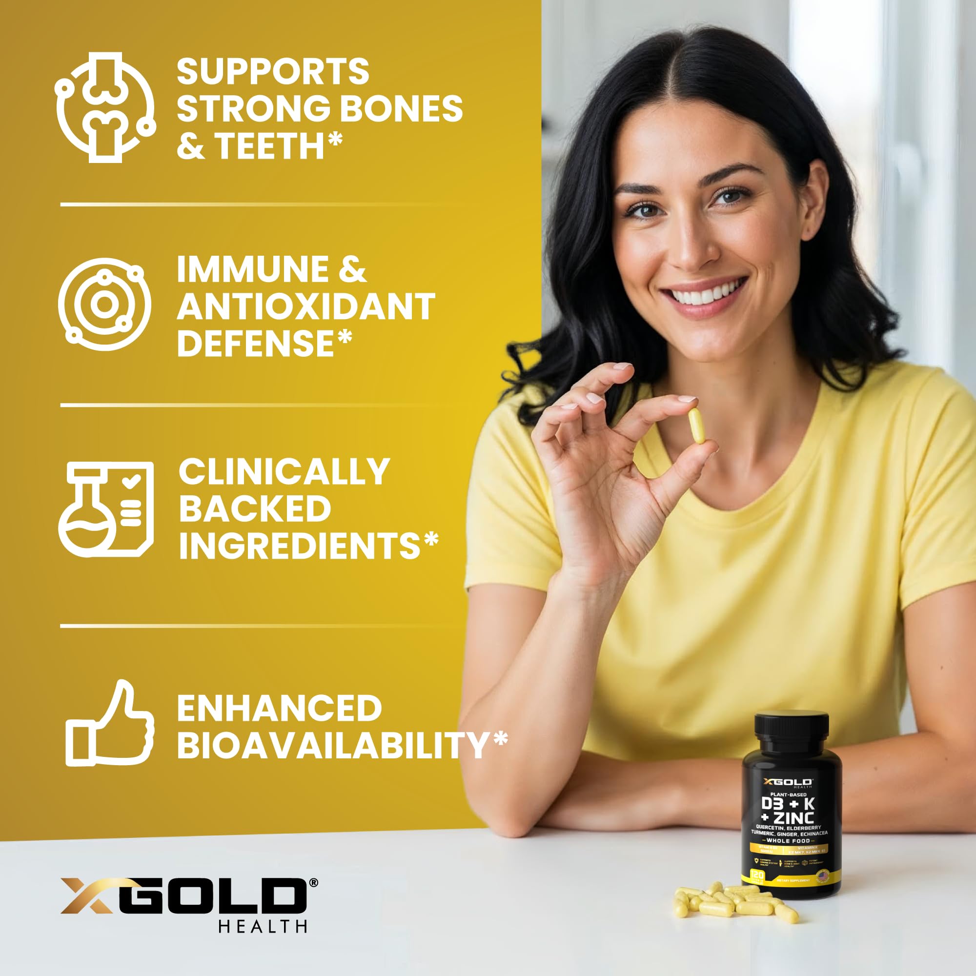 X Gold Health Vitamin D & K Complex with Zinc

