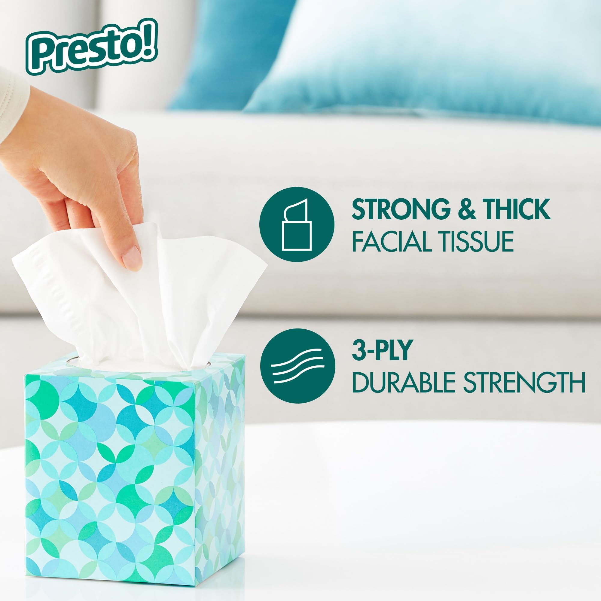 Presto Ultra-Soft 3-Ply Facial Tissues FSC-Certified


