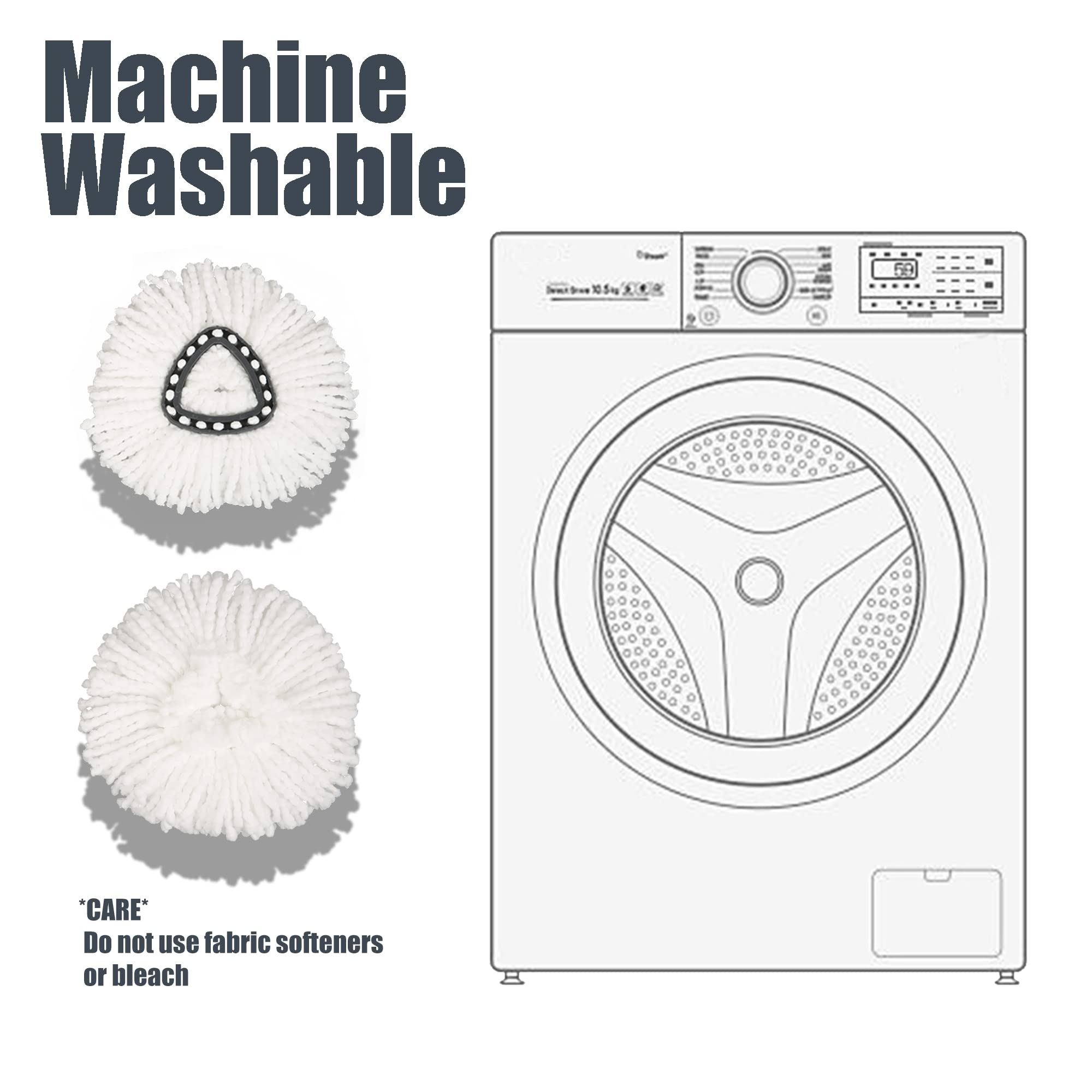 Homsis Mop Head Replacement for Spin Mops - Machine Washable

