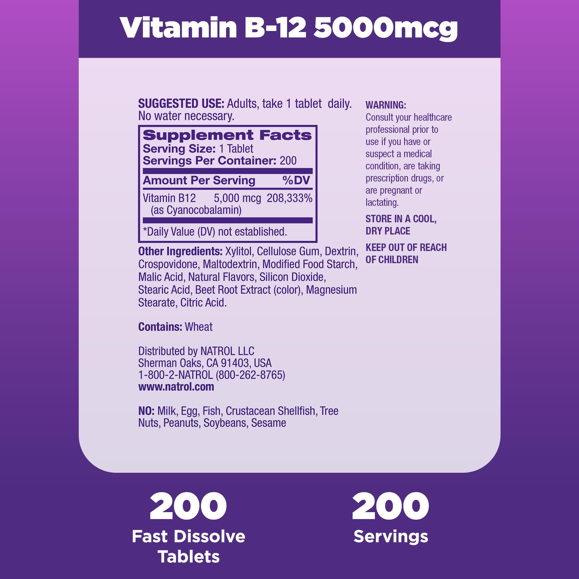 Natrol Vitamin B12 Fast Dissolve 5000 mcg | Energy Support

