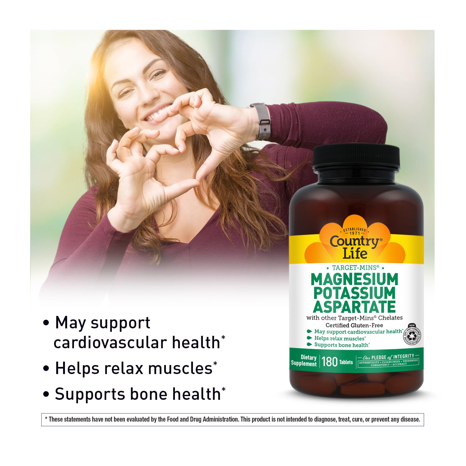 Magnesium Potassium Aspartate Supplement by Country Life

