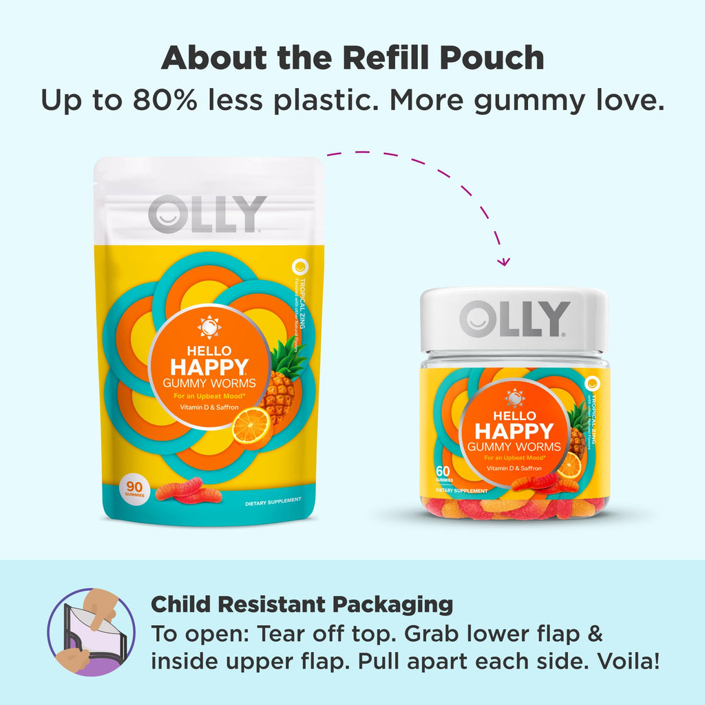 OLLY Hello Happy Gummy Worms Mood Support - Gluten Free

