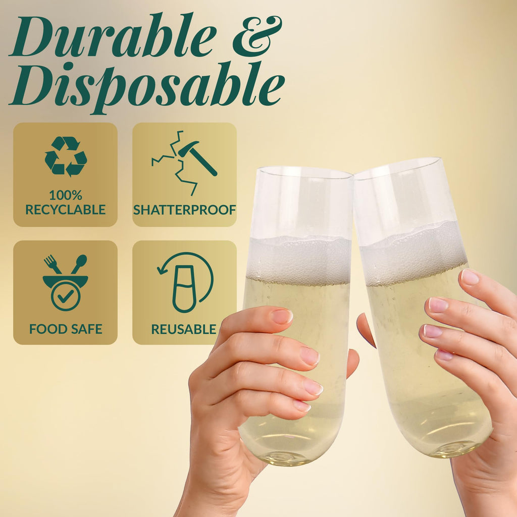 Reli. Plastic Champagne Flutes - Shatterproof & BPA-Free

