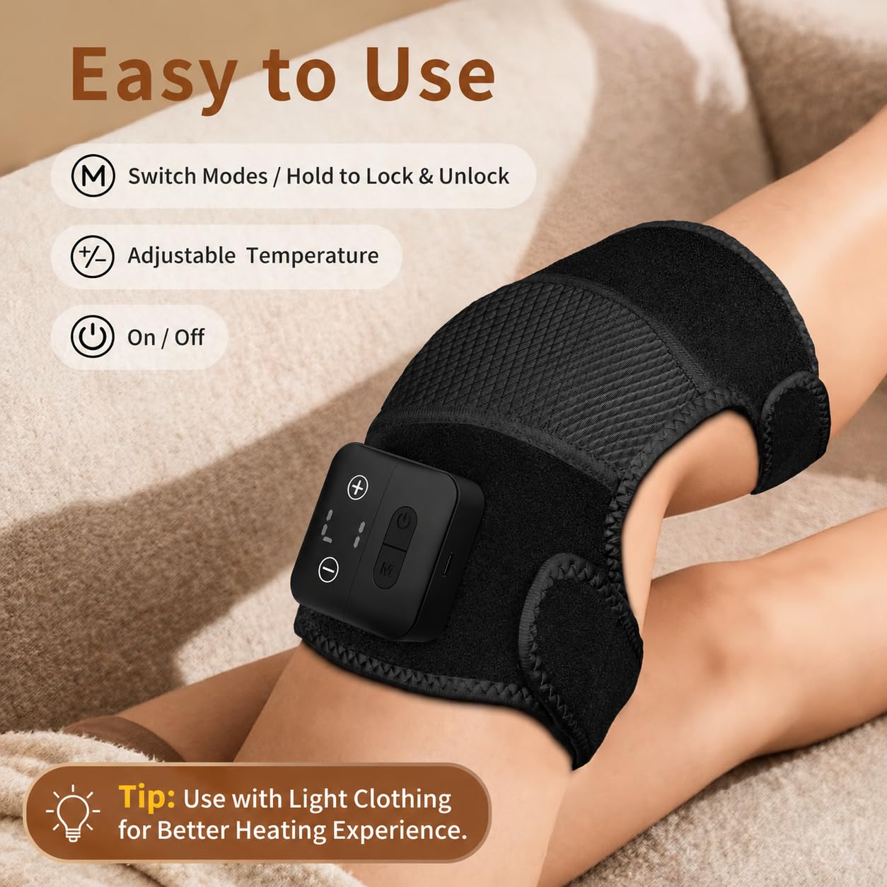Nekteck Knee Massager with Heat - Cordless Vibration

