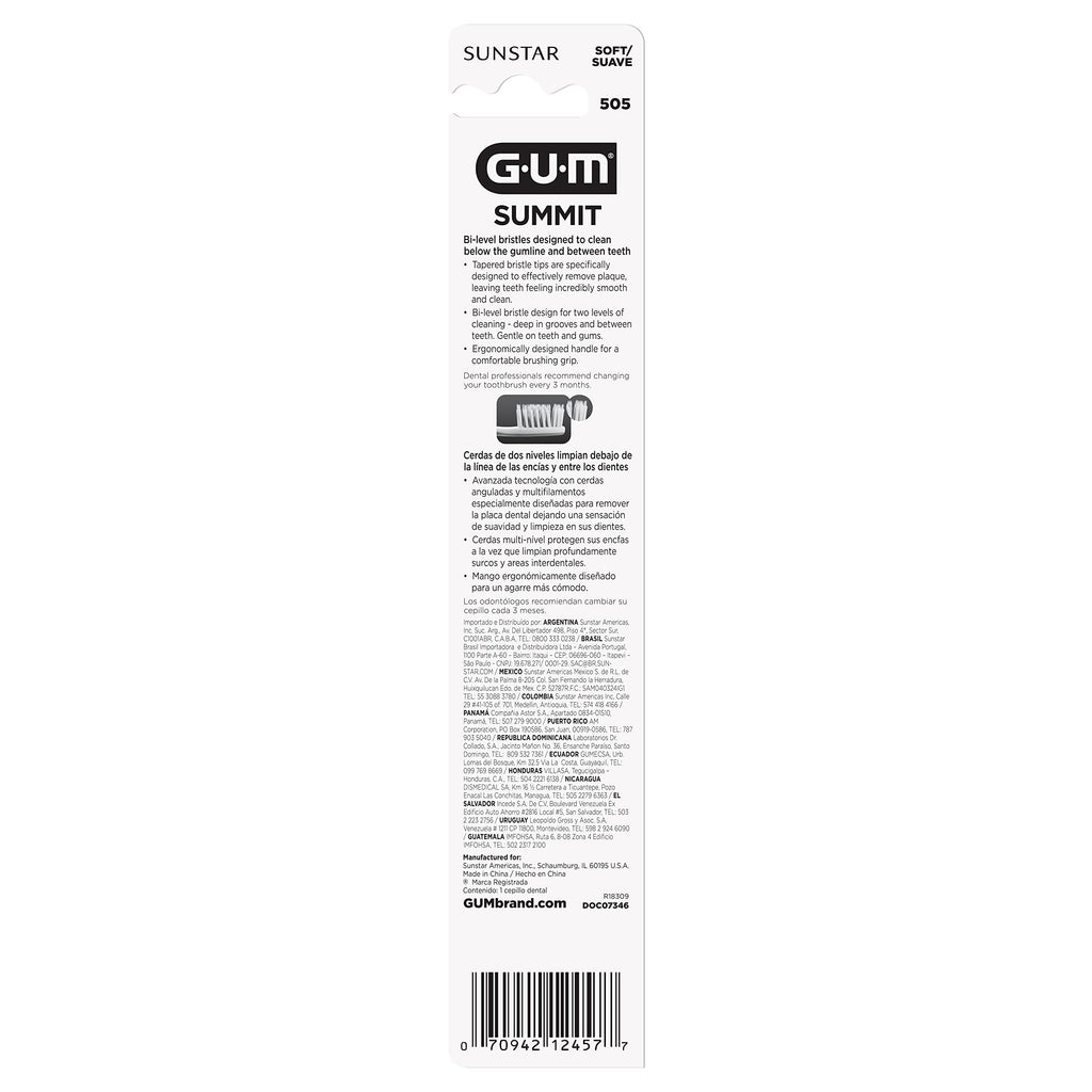 GUM Summit+ Soft Toothbrush Compact Head Bi-Level Bristles

