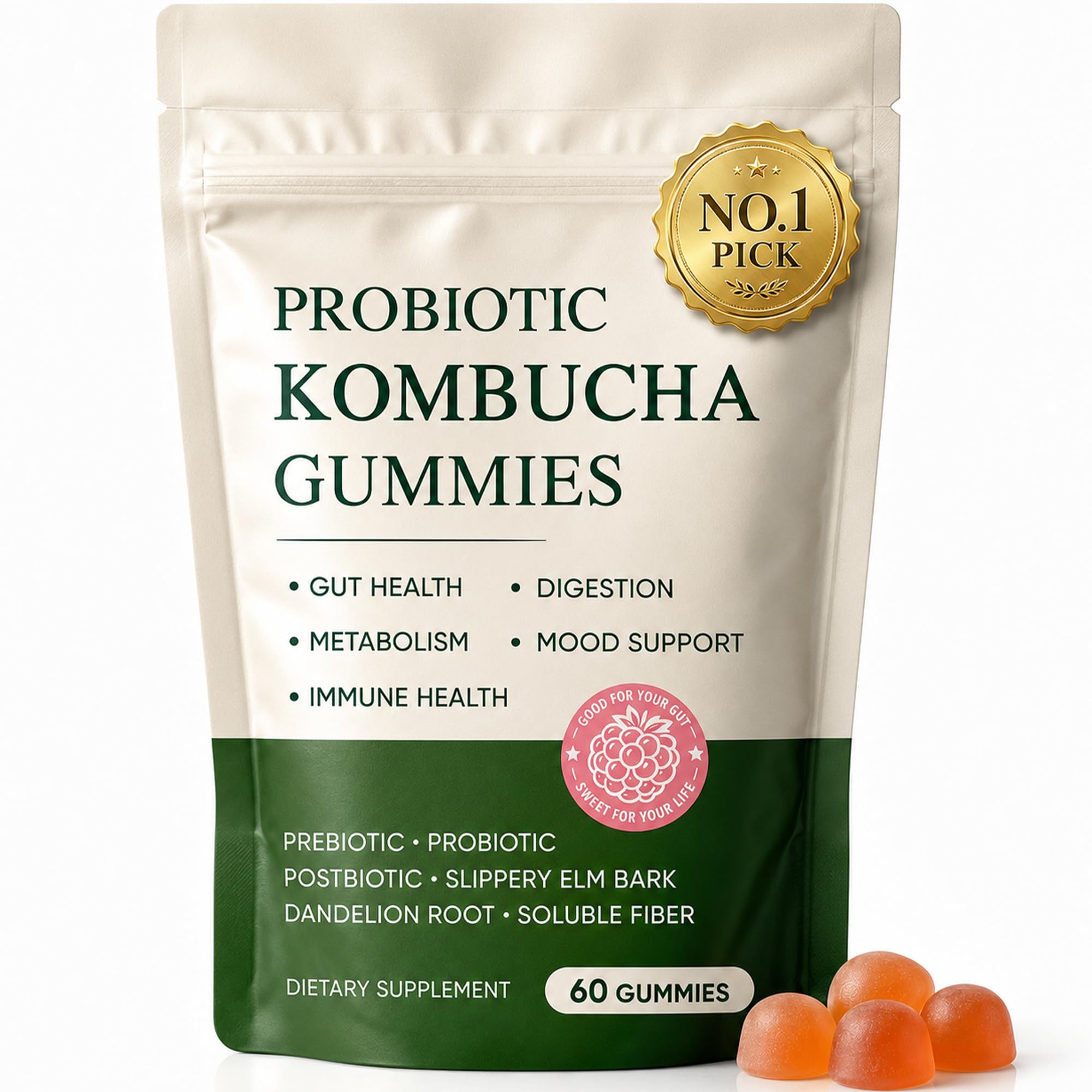 Probiotic Kombucha Gummies for Gut Health

