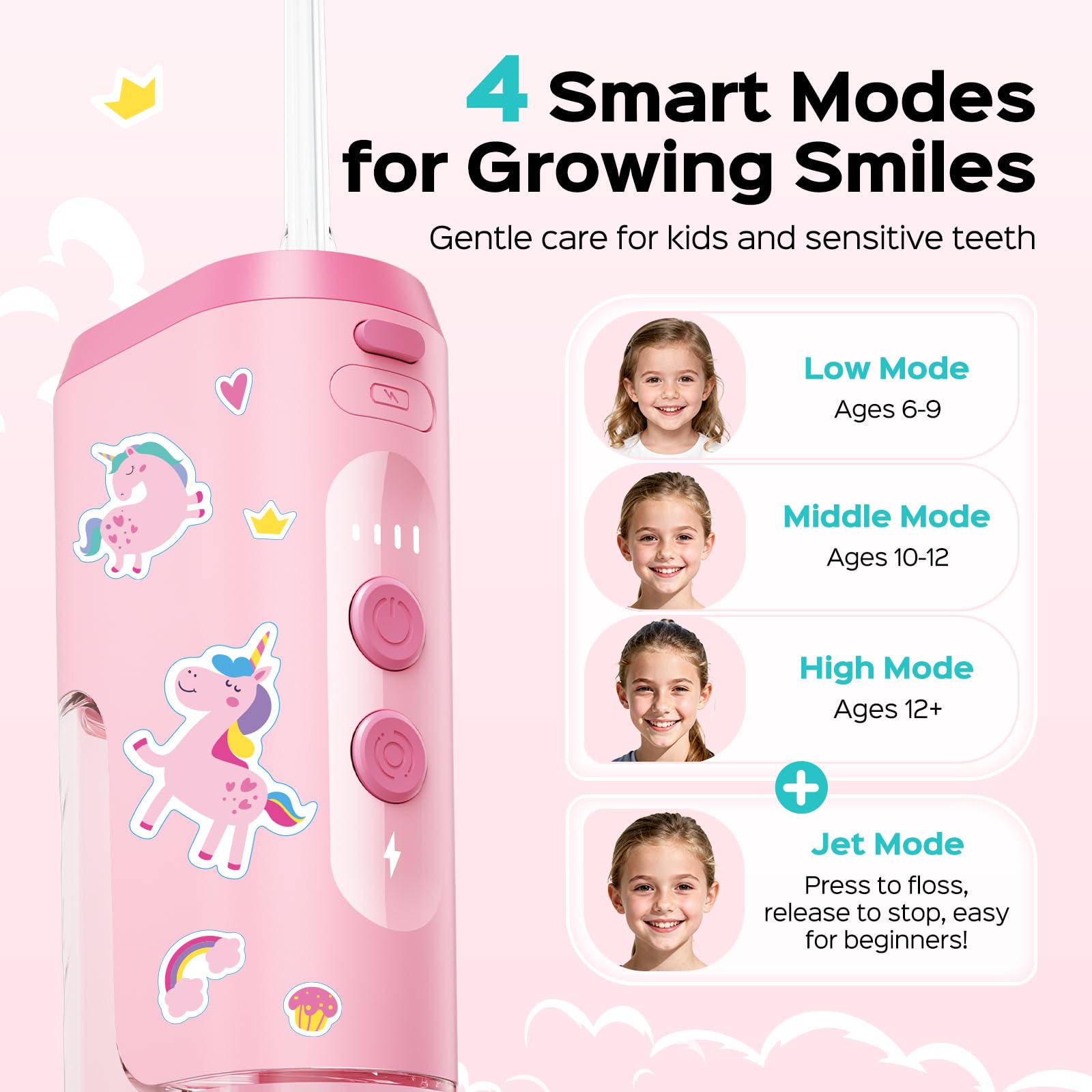 COSLUS Kids Water Flosser T40 Portable - 4 Modes

