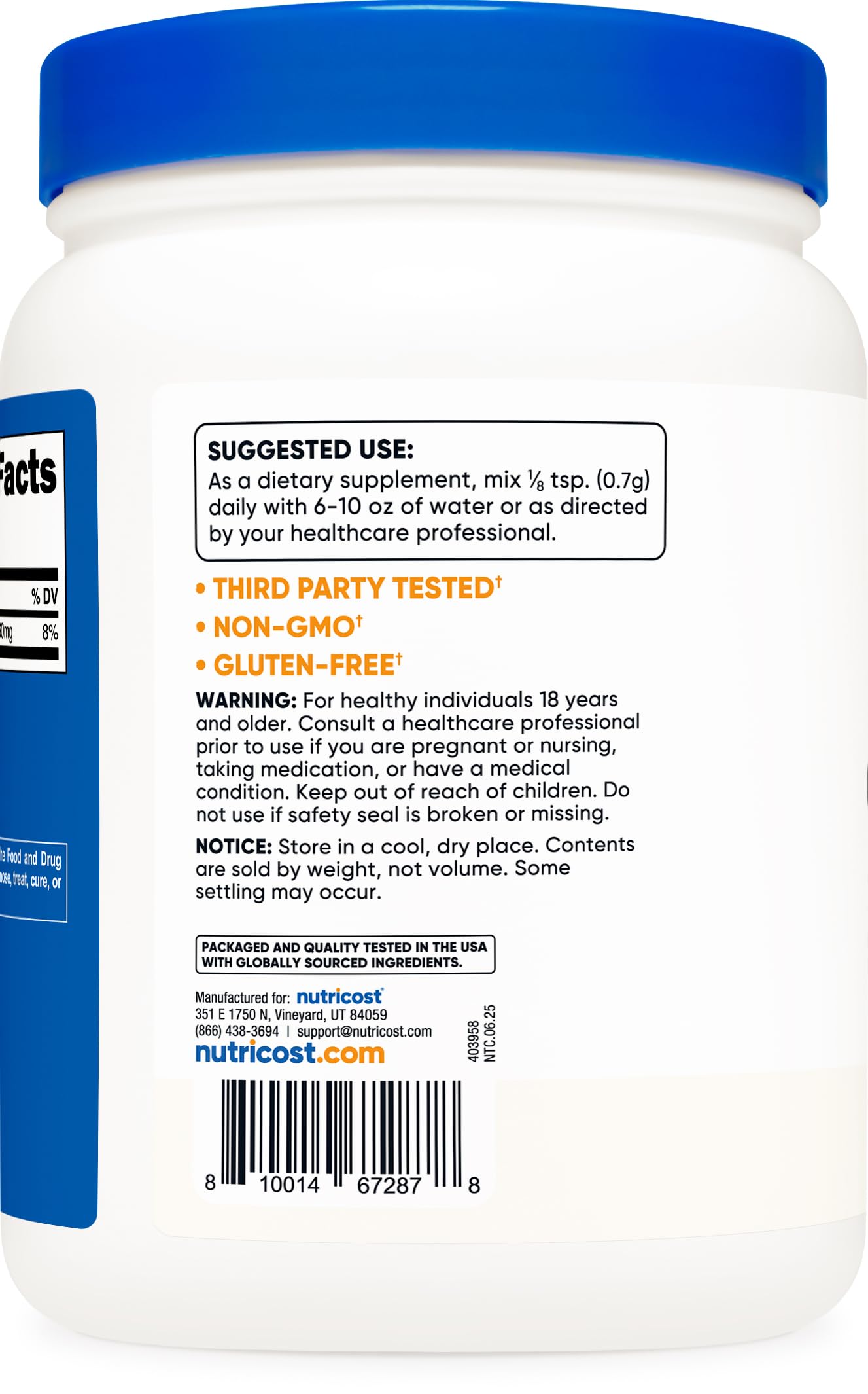 Nutricost Potassium Chloride Powder 1kg - Gluten Free

