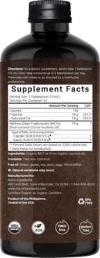 Micro Ingredients Organic MCT Oil - Keto & Vegan

