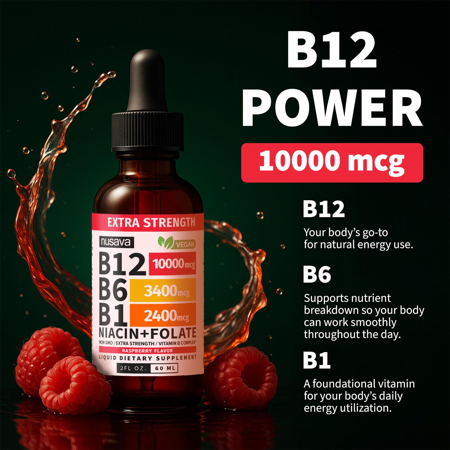 Vitamin B12 Sublingual Liquid - Extra Strength B Complex

