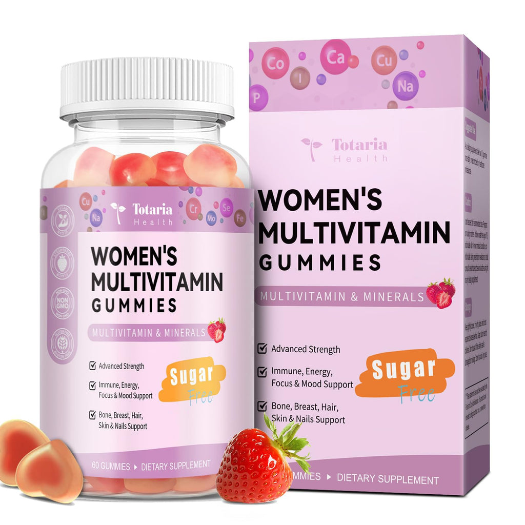 Totaria Sugar Free Multivitamin Gummies for Women 14+ with Iron, Biotin & Vitamins A, C, D3, K2

