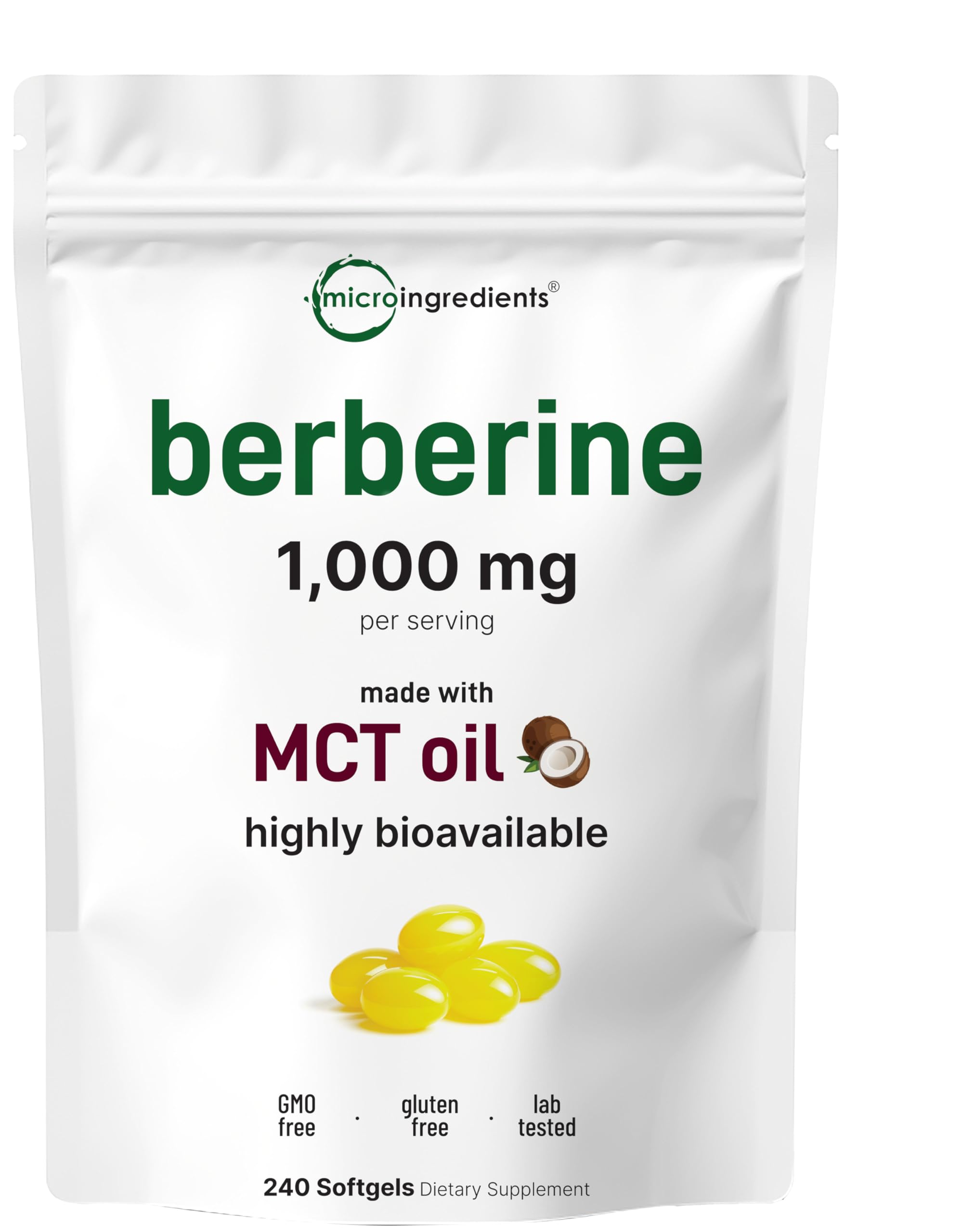 Micro Ingredients Berberine 1000mg Softgels with MCT

