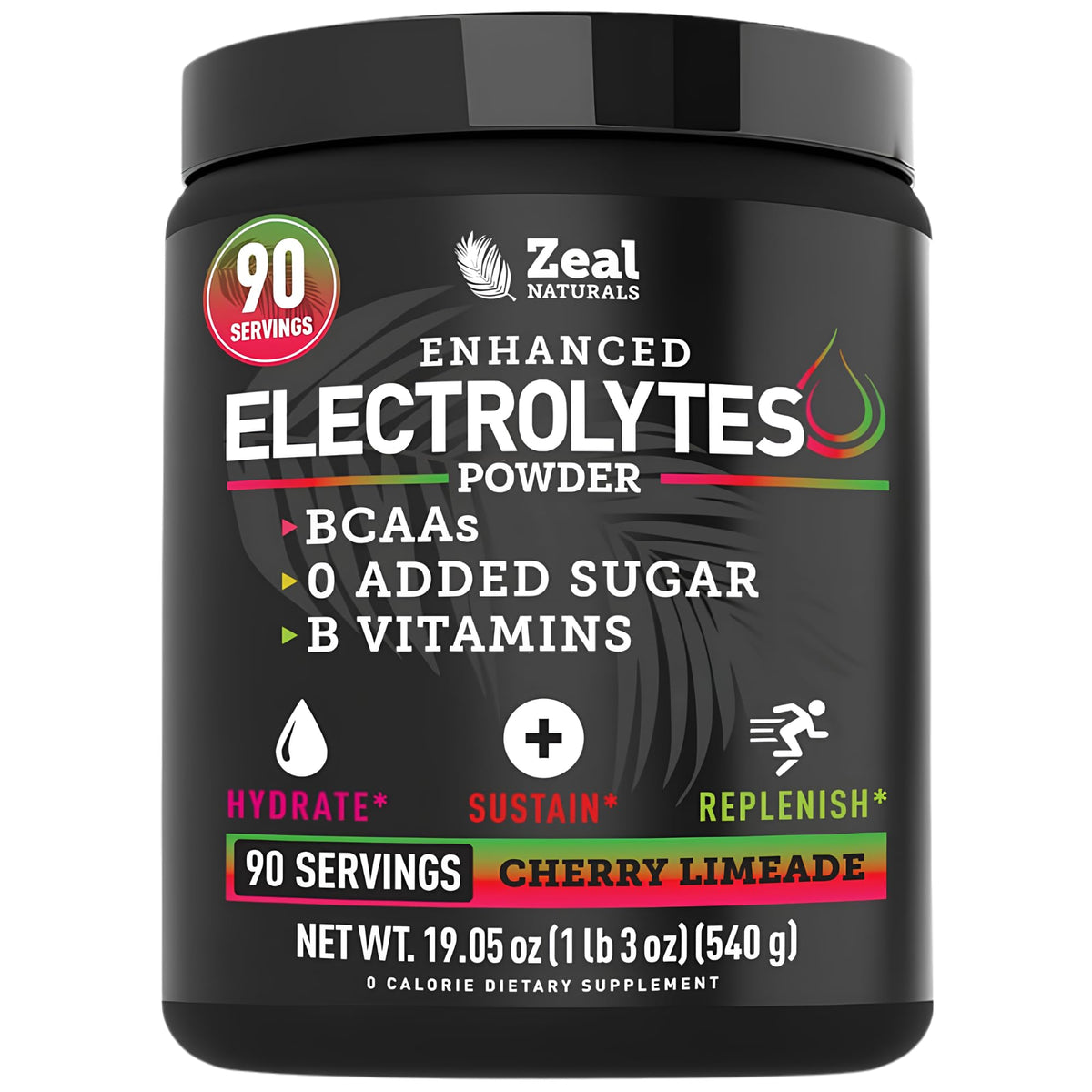 Zeal Electrolyte Powder - 90 Servings - Zero Sugar, BCAAs, B-Vitamins