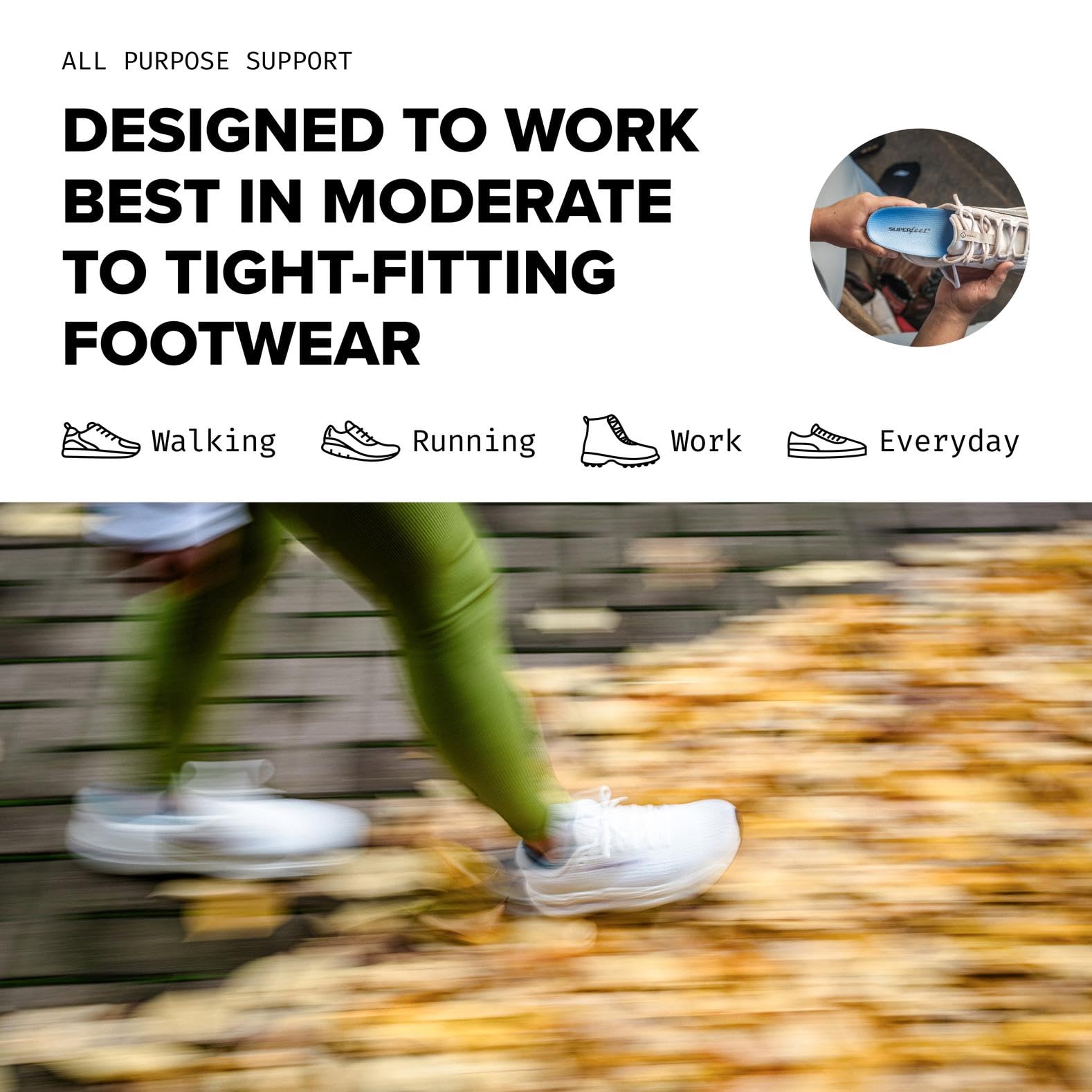 Superfeet All-Purpose Medium Arch Insoles | All-Day Support

