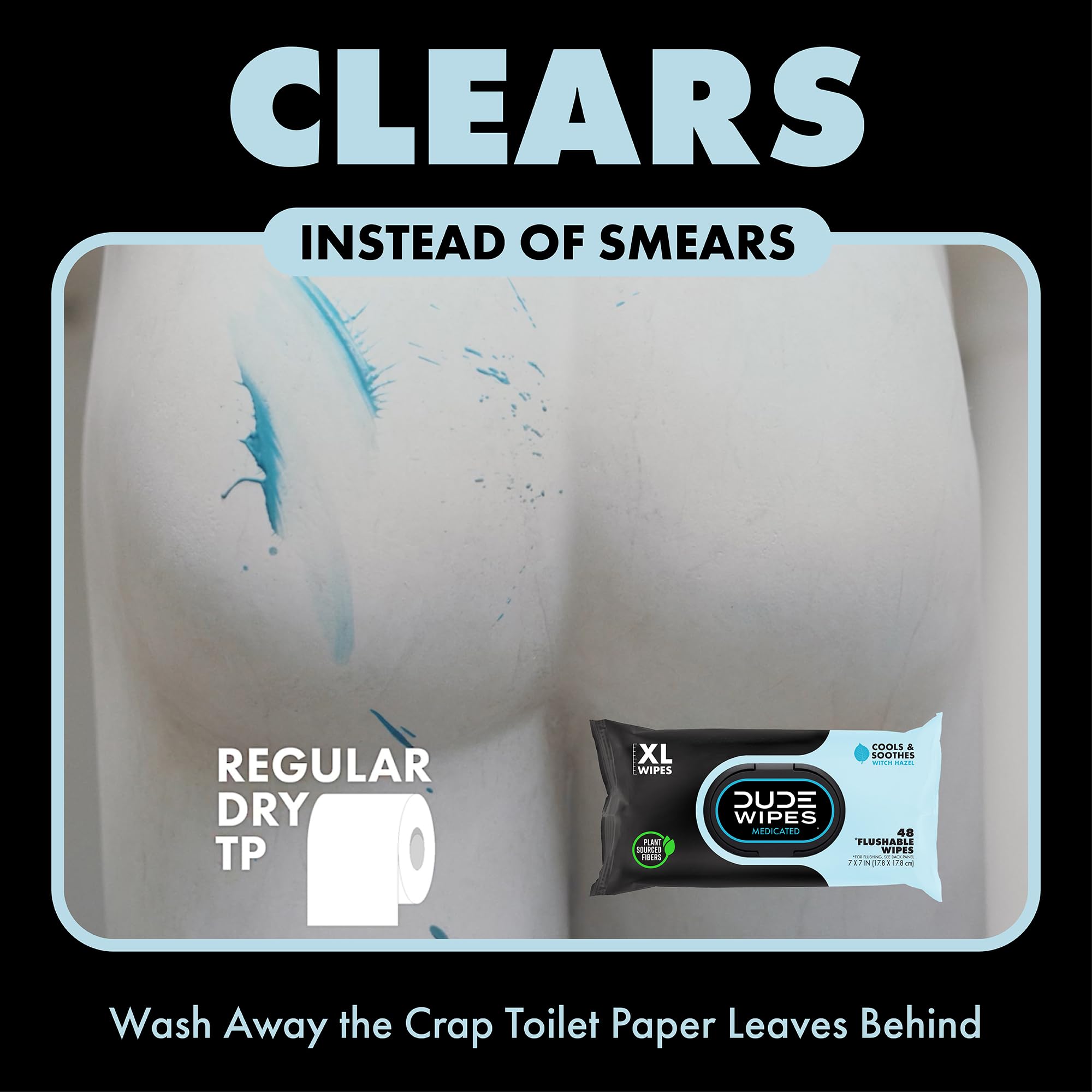 DUDE Wipes Medicated Witch Hazel Flushable Wipes

