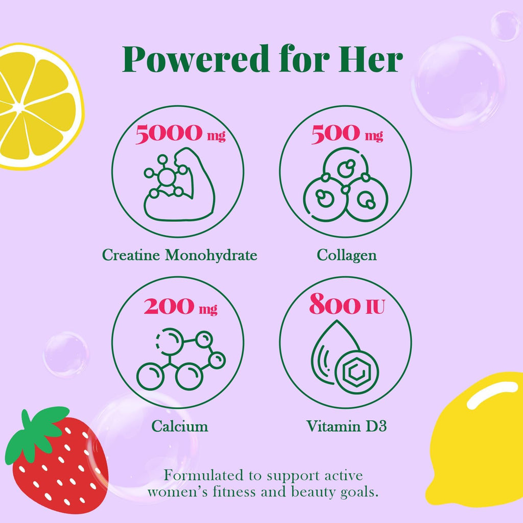 Creatine Gummies for Women with Collagen, D3 & Calcium

