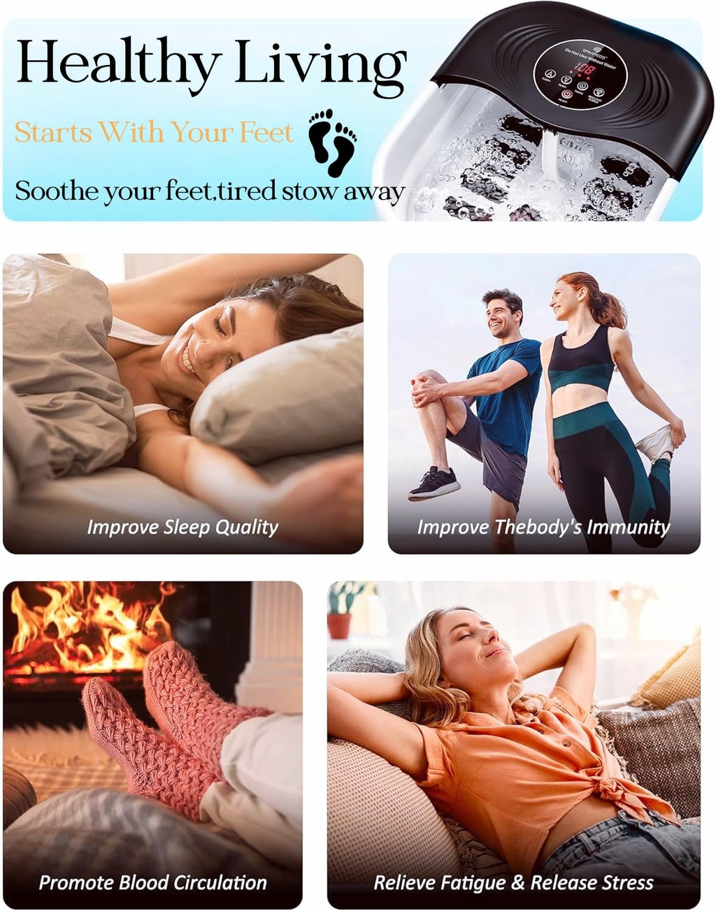 Foot Spa Massager Collapsible Heated Bath | Shiatsu Rollers

