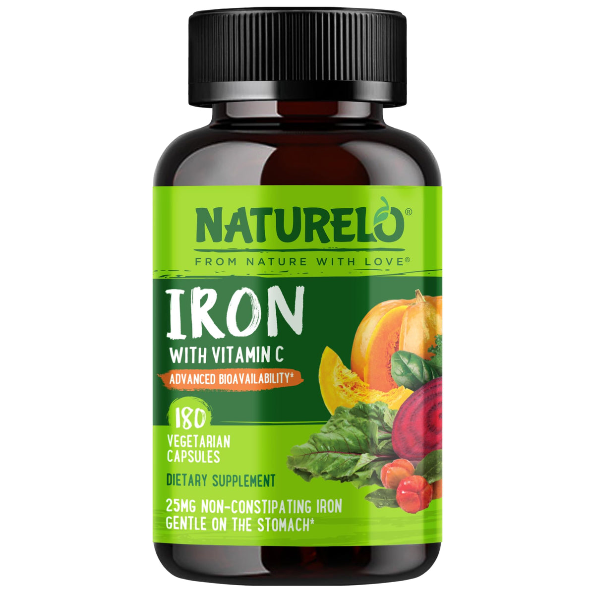 Naturelo Vegan Iron Supplement with Vitamin C