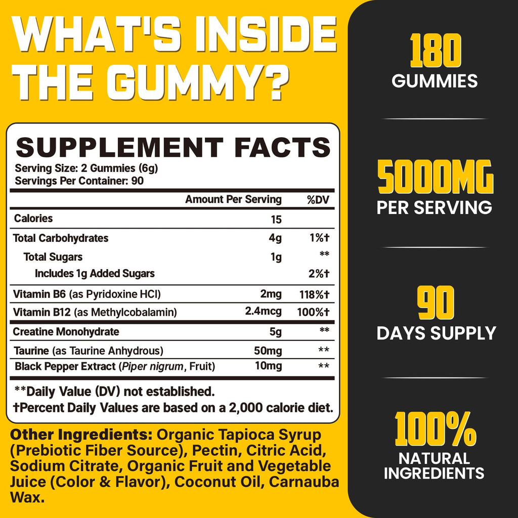 Creatine Monohydrate Gummies for Muscle Support | Vegan

