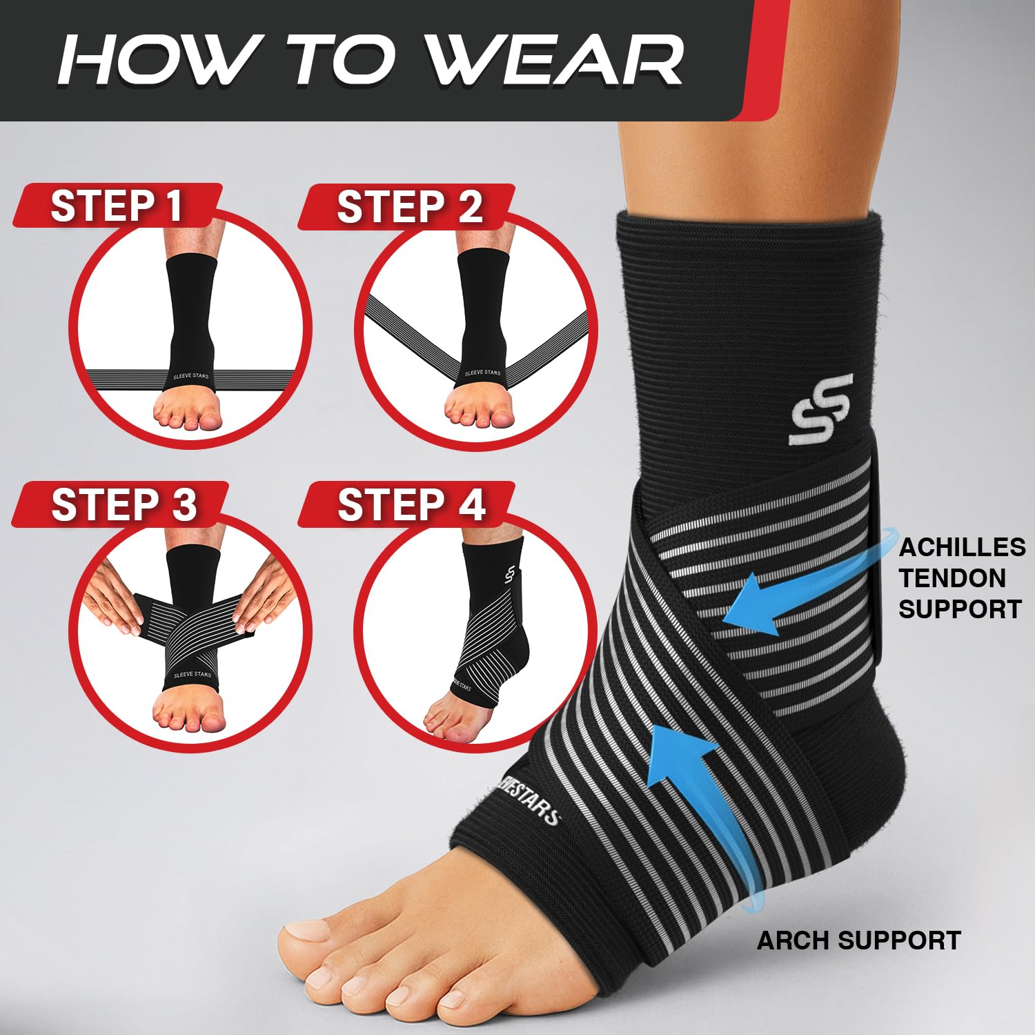 Sleeve Stars Ankle Brace for Men & Women| Adjustable Support

