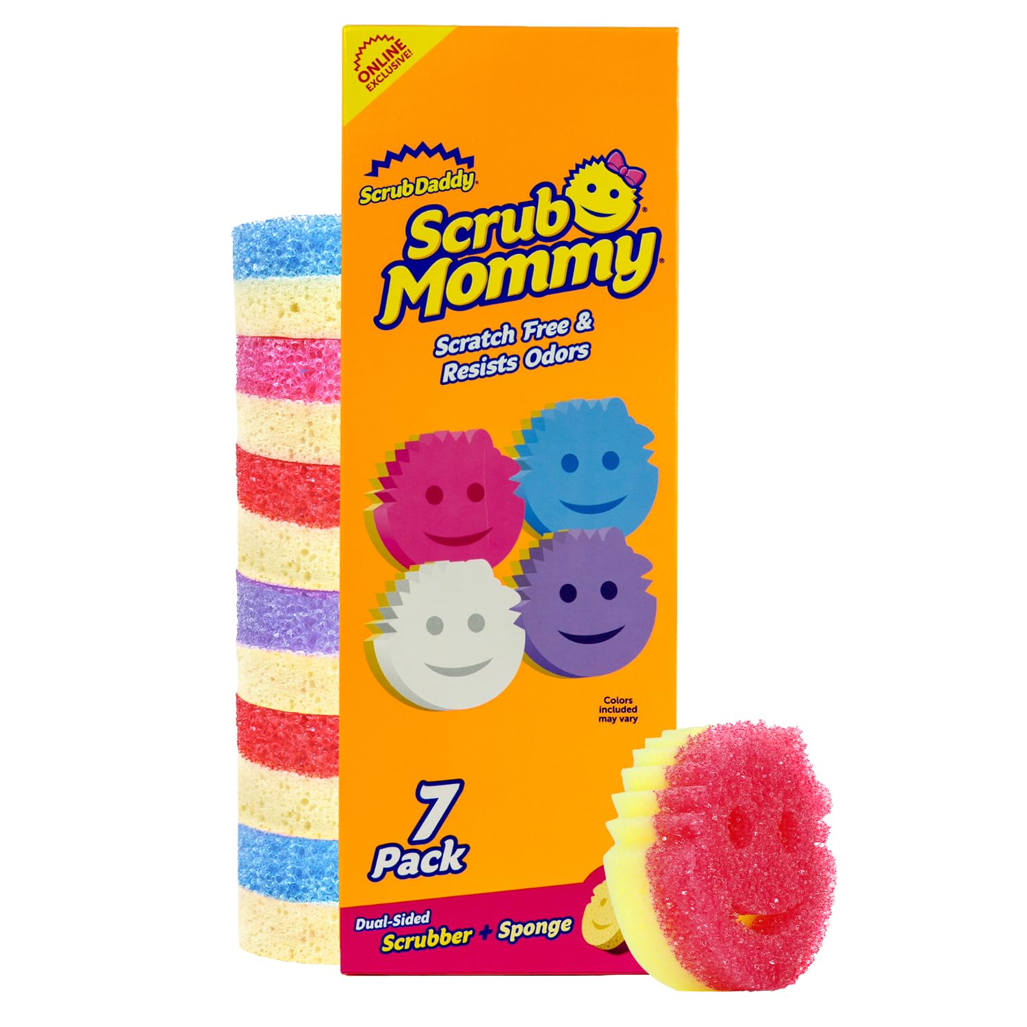 Scrub Mommy Dual-Sided Kitchen Sponge for Dishes and Surfaces - Odor Resistant