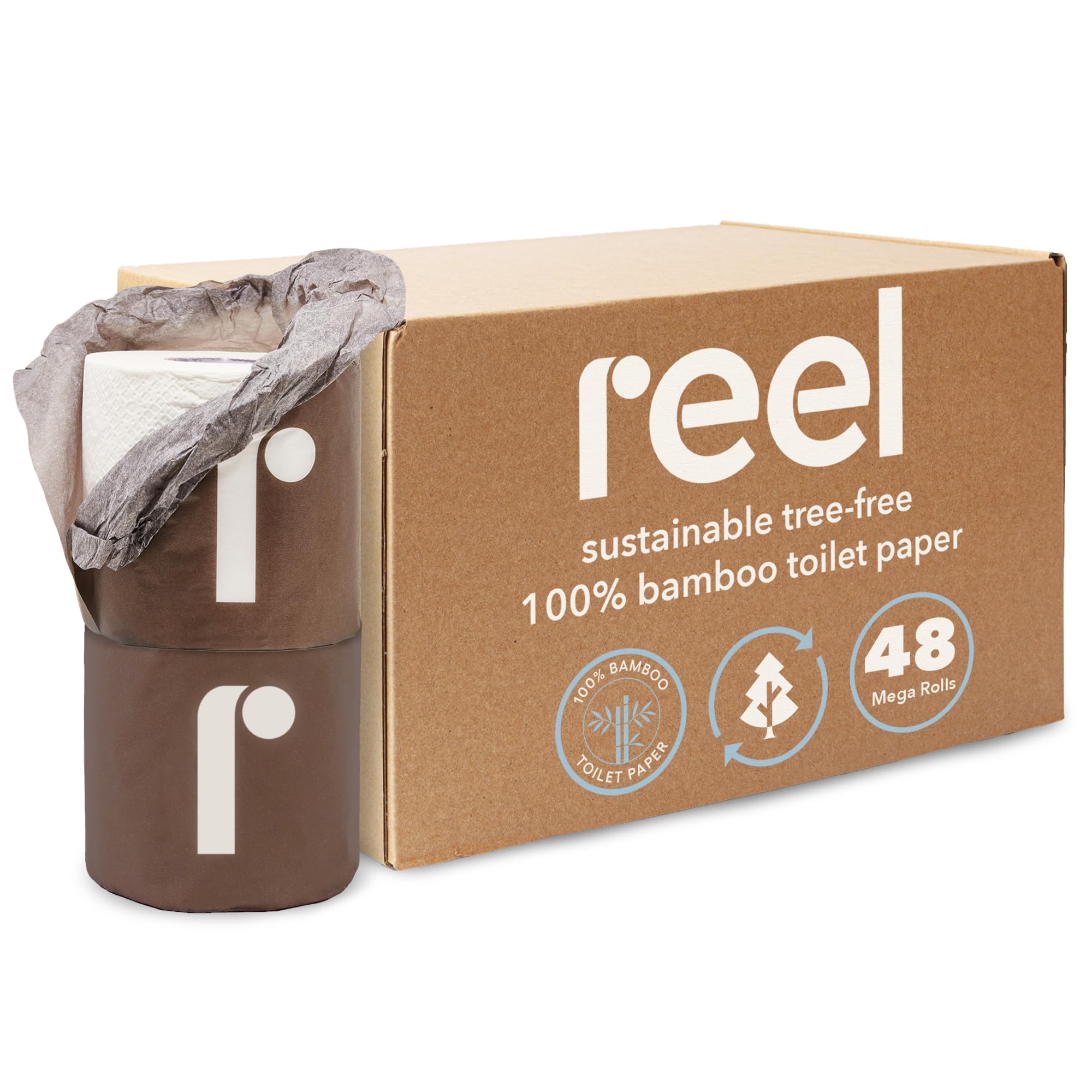 Reel Premium 3-Ply Bamboo Toilet Paper Unbleached - Tree-Free & Septic Safe