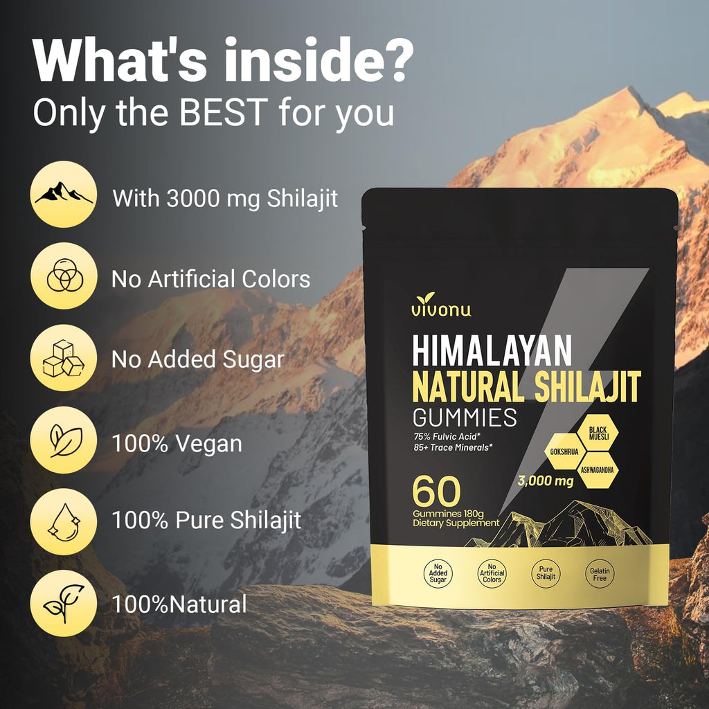 VivoNu Himalayan Shilajit Gummies with Ashwagandha & Gokshura

