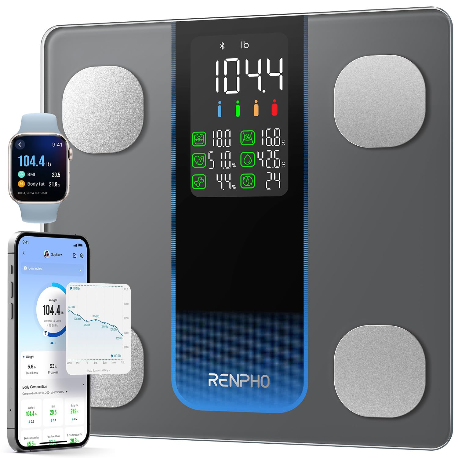 RENPHO Smart Scale with Body Composition and Large Display

