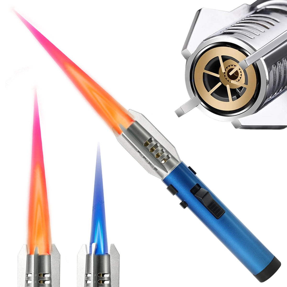Refillable Windproof Torch Lighter with Safety Lock for Camping and BBQ