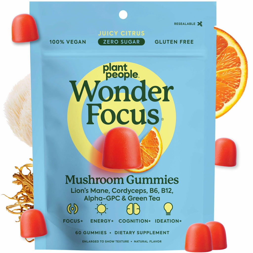 Plant People WonderFocus Mushroom Gummies with Lion’s Mane & Cordyceps – Nootropic Brain Support