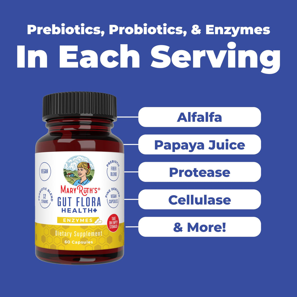 MaryRuth's Gut Flora Health+ Enzymes - Digestive Probiotic

