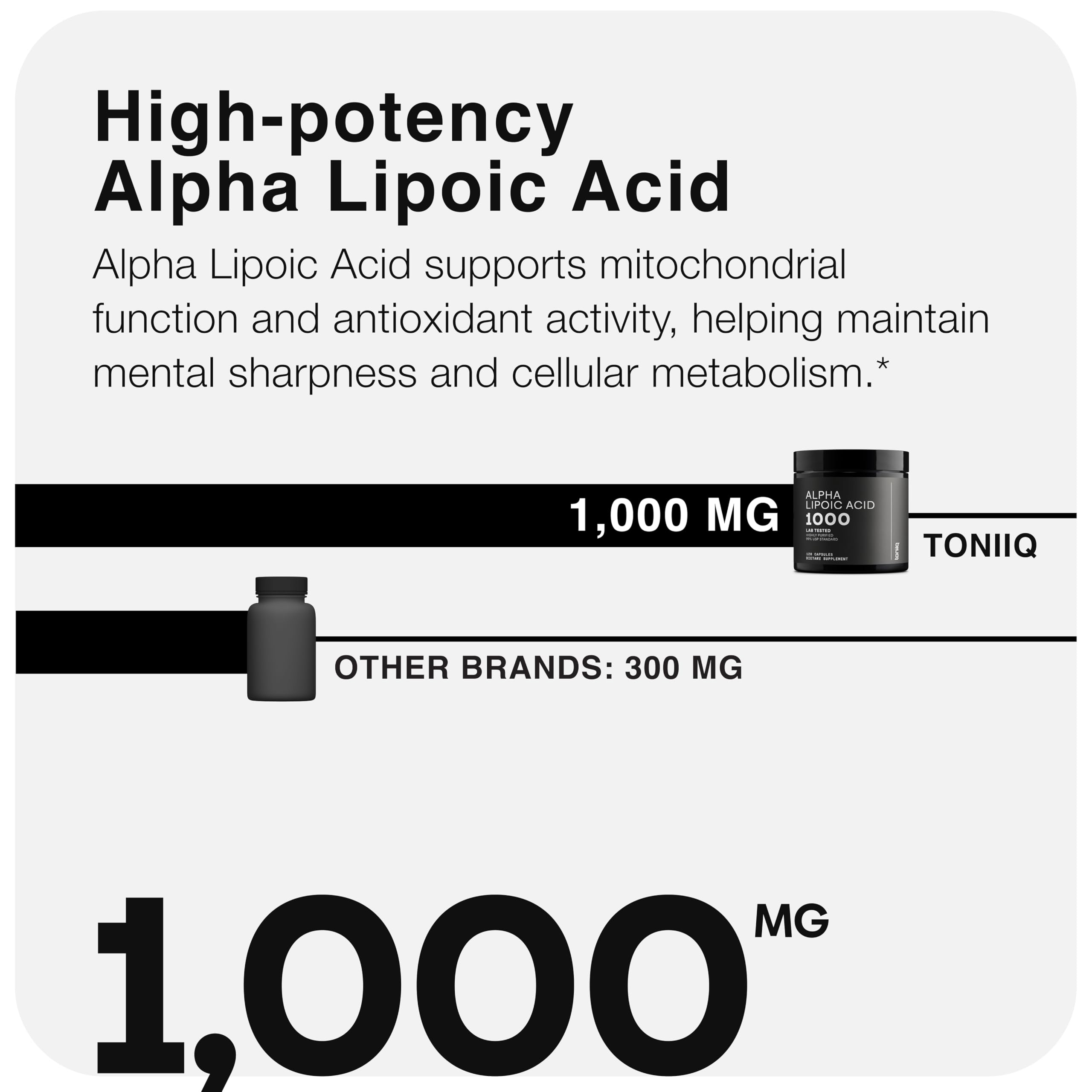 Toniiq Alpha Lipoic Acid Capsules — Ultra High Purity

