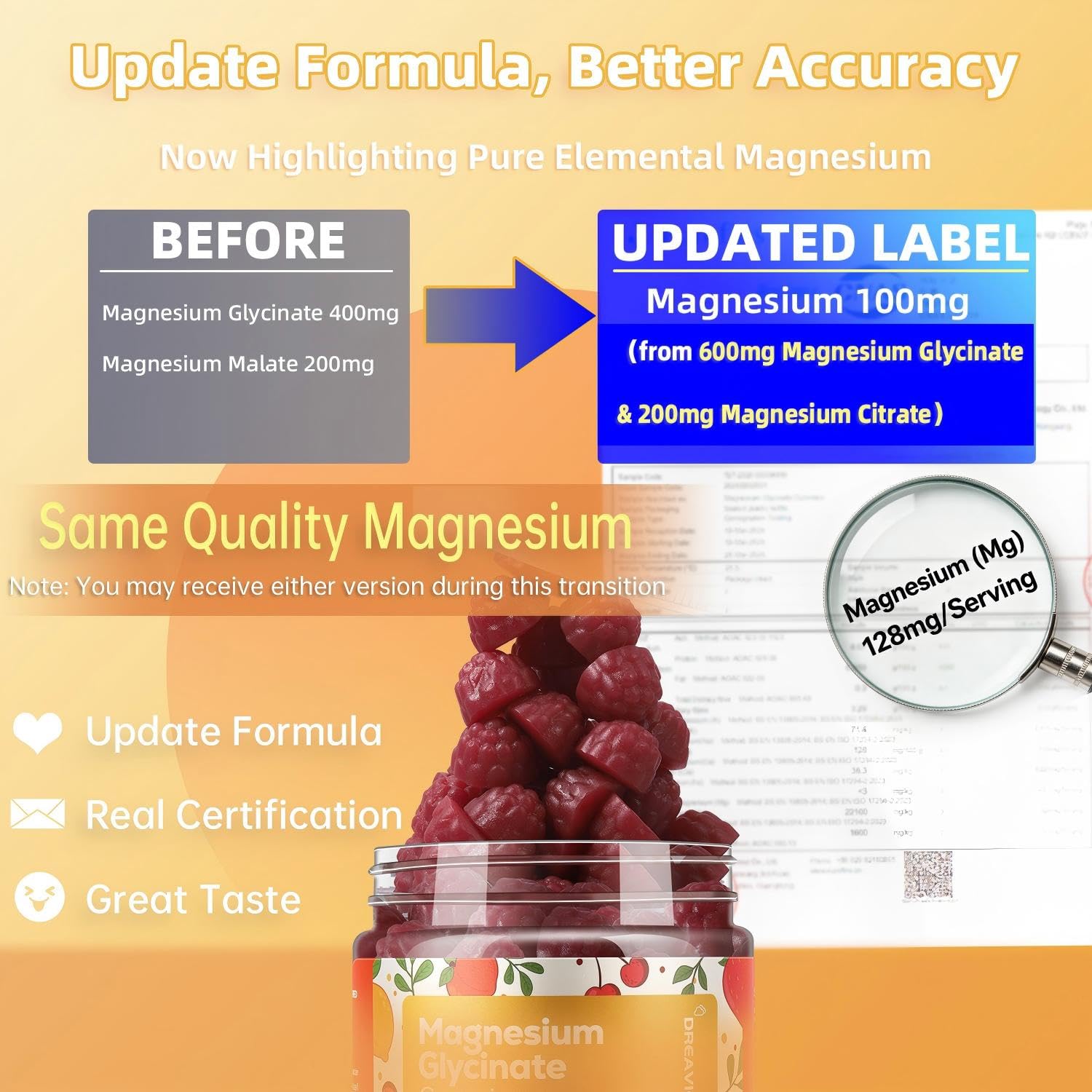 DREAVIO Magnesium Glycinate Gummies with Ashwagandha - Sugar Free

