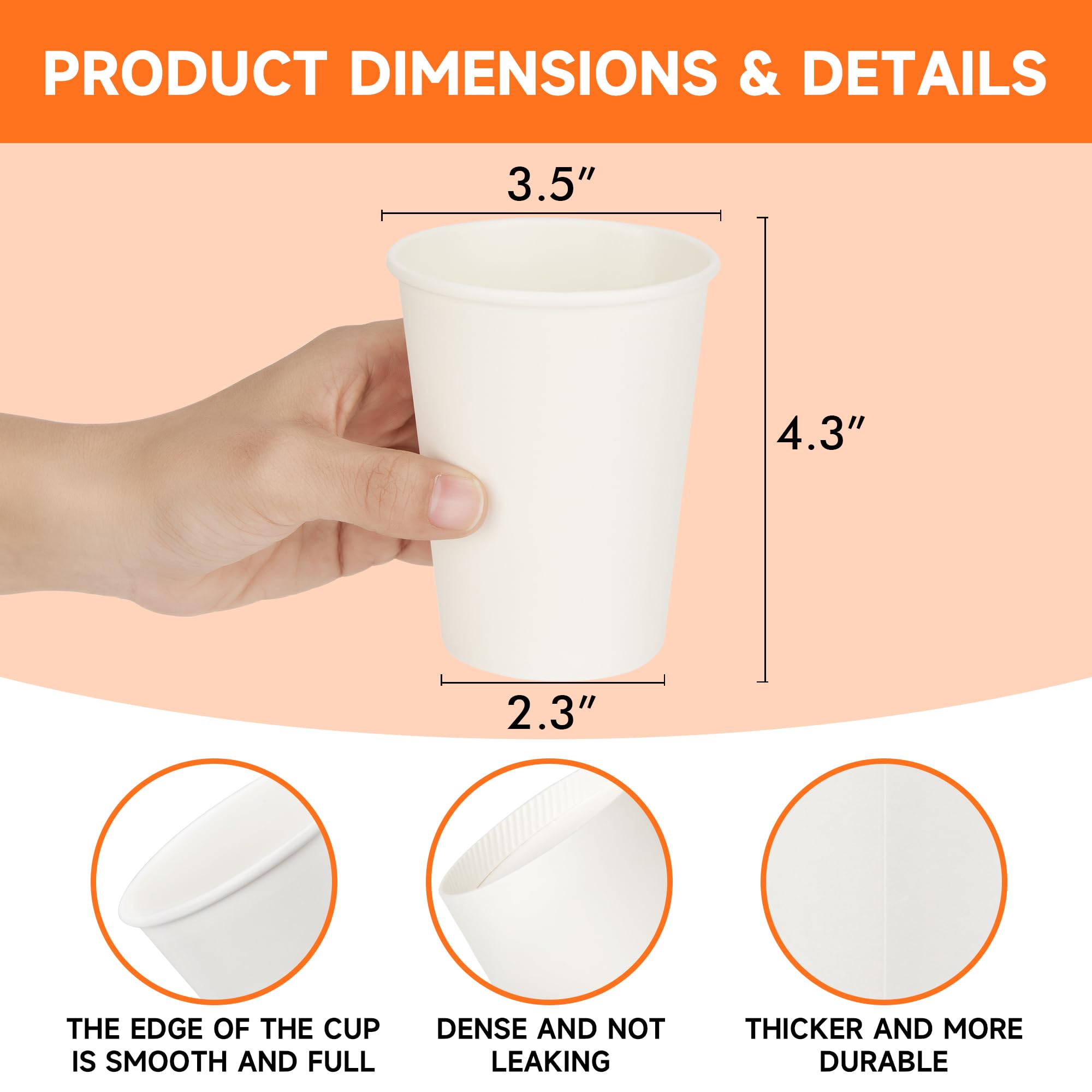 METAPRINT Disposable Paper Cups Thickened Rim - Food Safe

