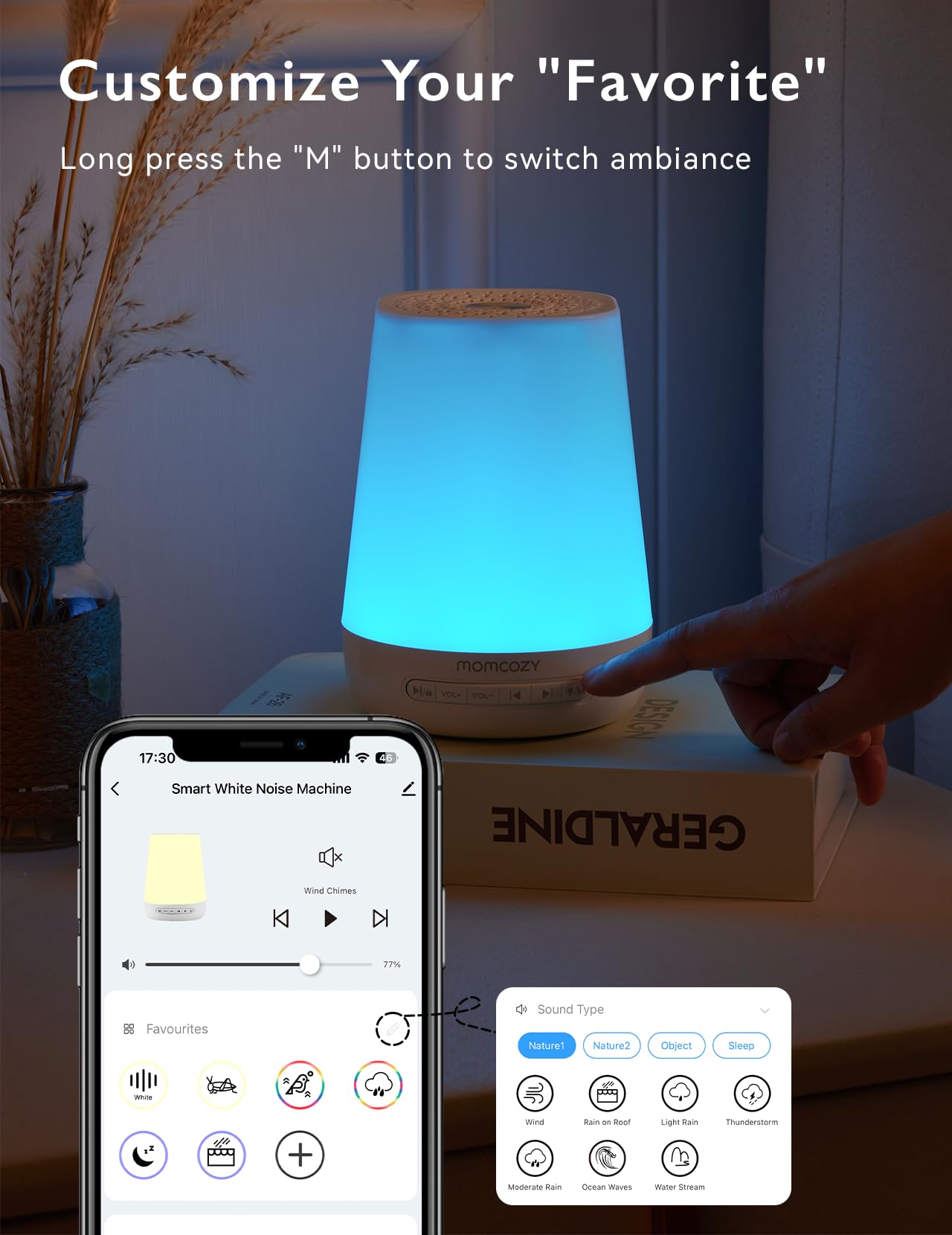 Momcozy Baby Sound Machine with Night Light and App Control

