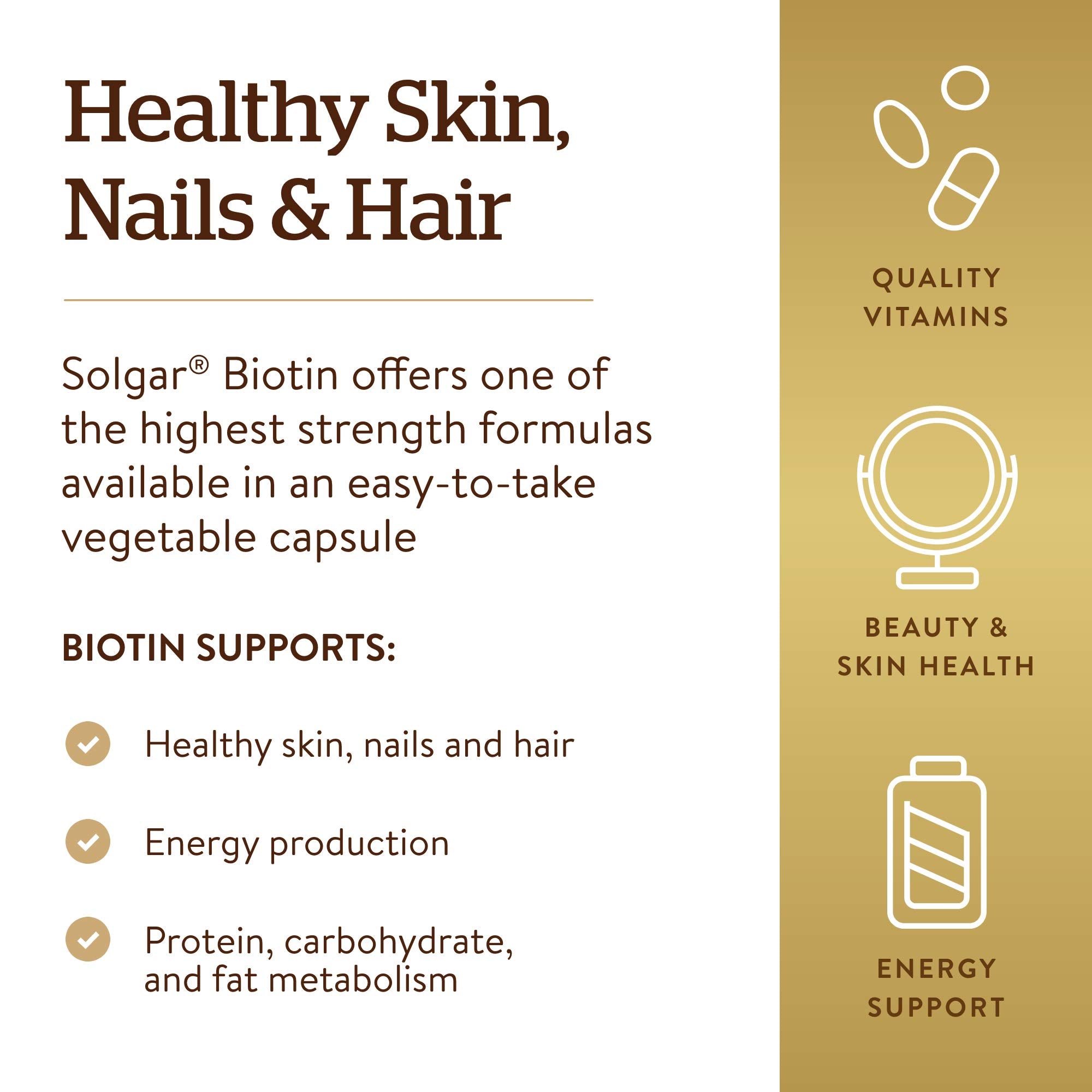 Solgar Biotin 10000 mcg Vegetarian Capsules for Hair & Skin

