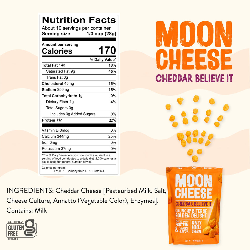 Moon Cheese Cheddar Believe It Crunchy Protein Snack

