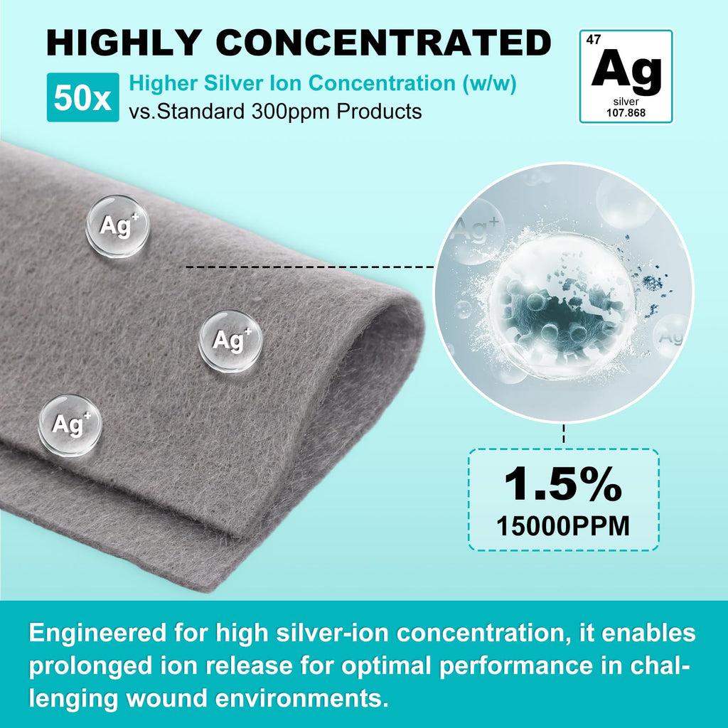 Ag Silver Calcium Alginate Wound Dressing 4x4 - Nonstick

