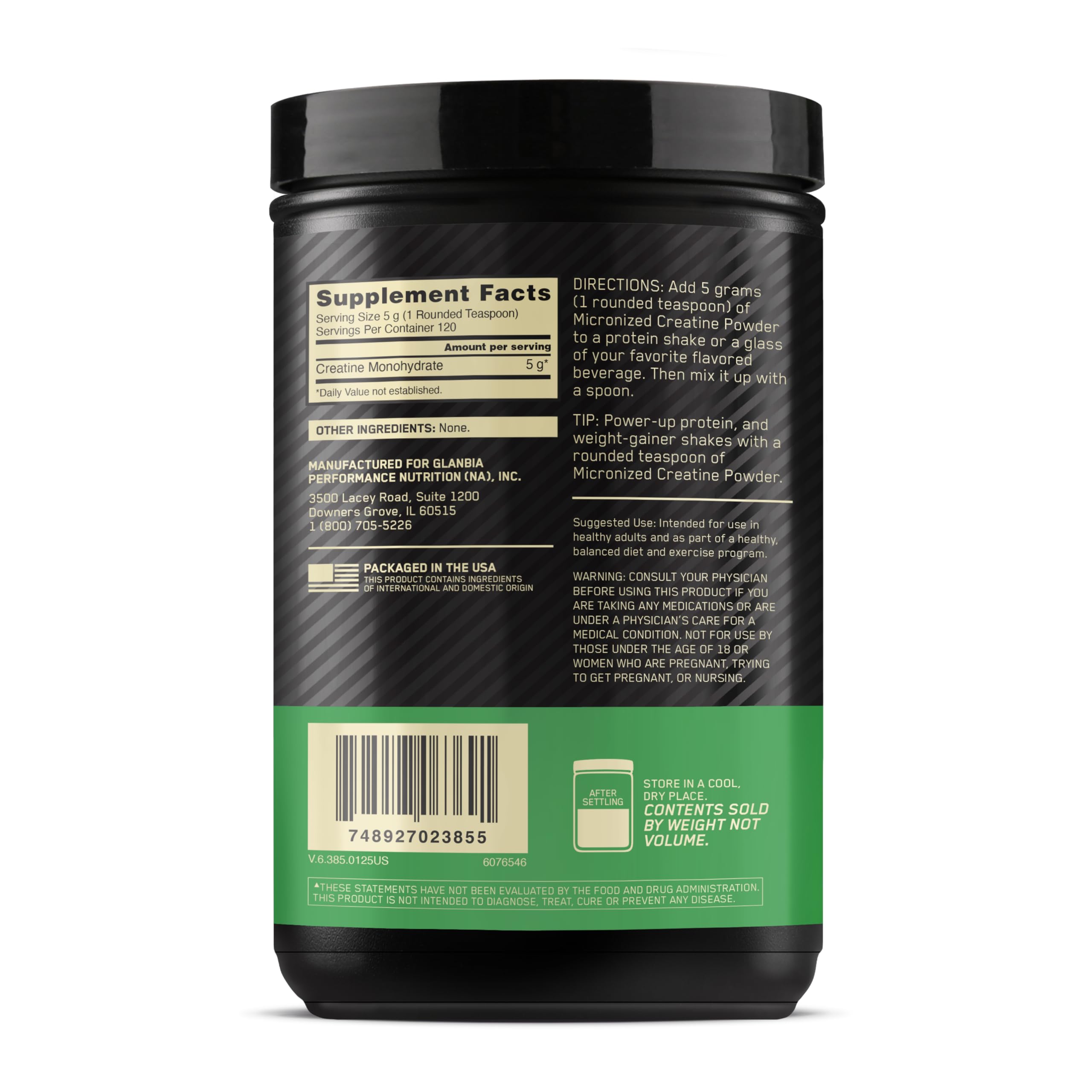 Optimum Nutrition Creatine Micronized Powder - 5 g per scoop

