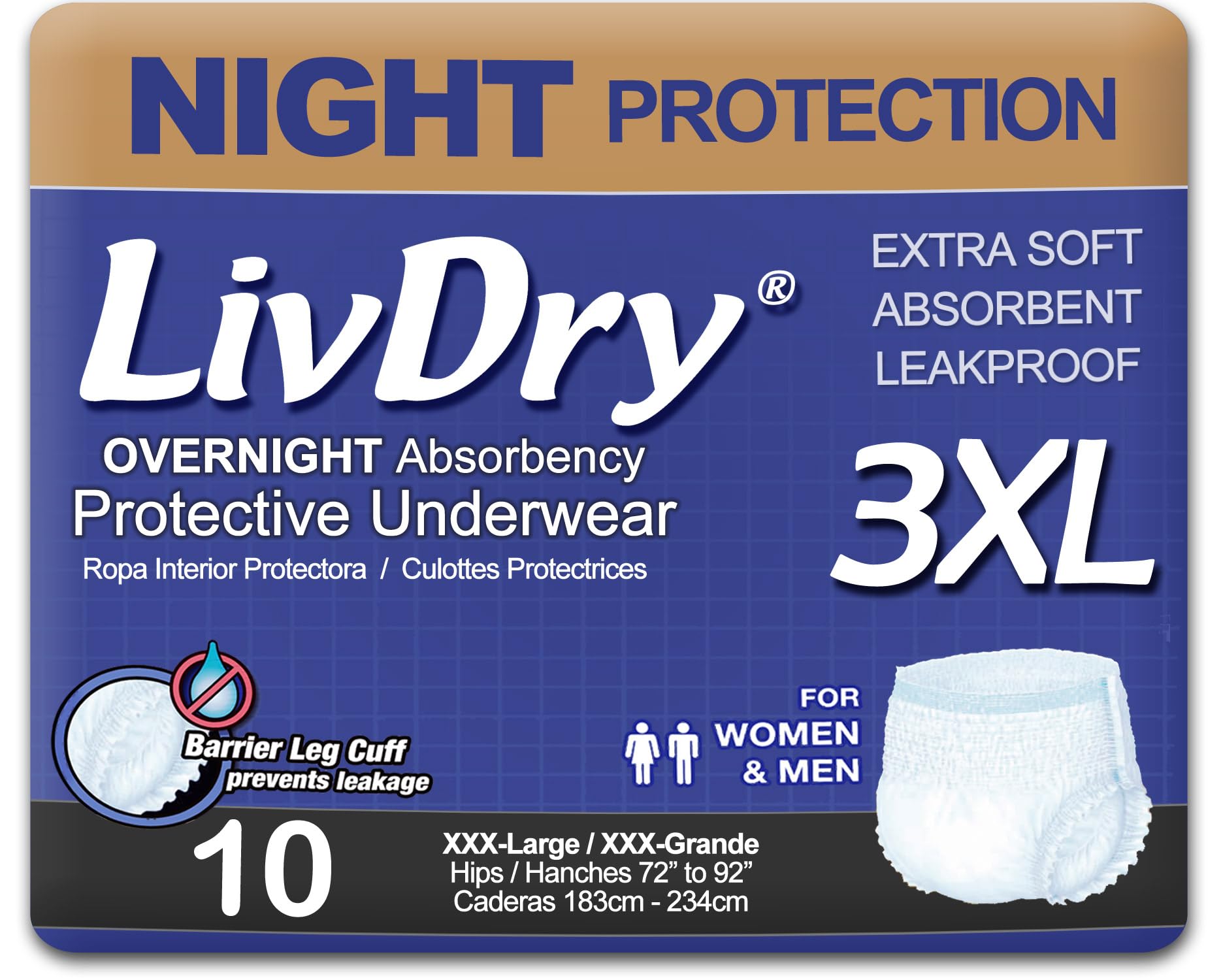 LivDry Adult Incontinence Underwear, Leak Protection