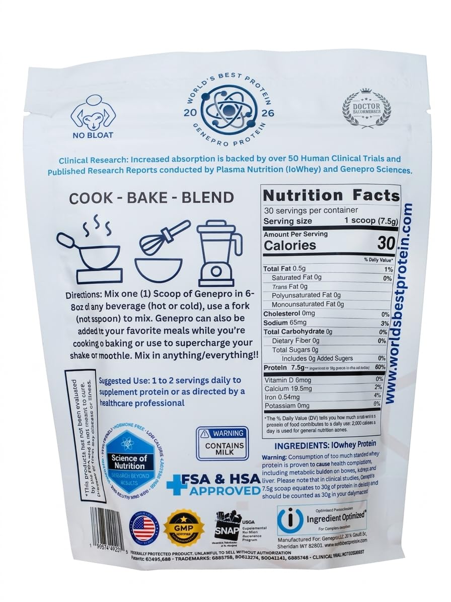 Genepro Whey Protein Isolate Powder Gluten & Lactose Free

