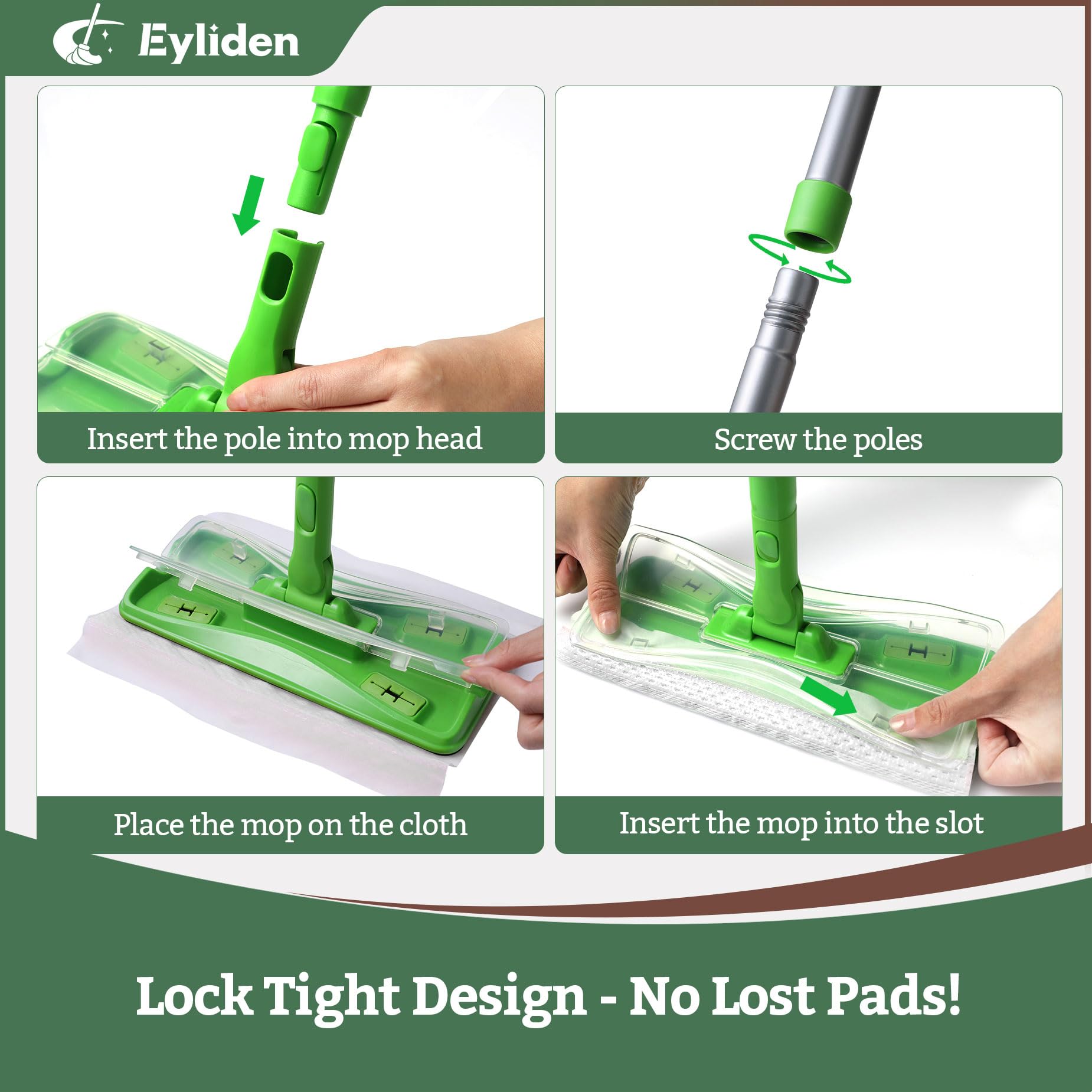 Eyliden Sweeper Mop Starter Kit with Disposable Cloths

