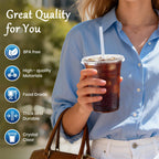 Clear Plastic Cups with Lids and Straws | Leak-Proof PET

