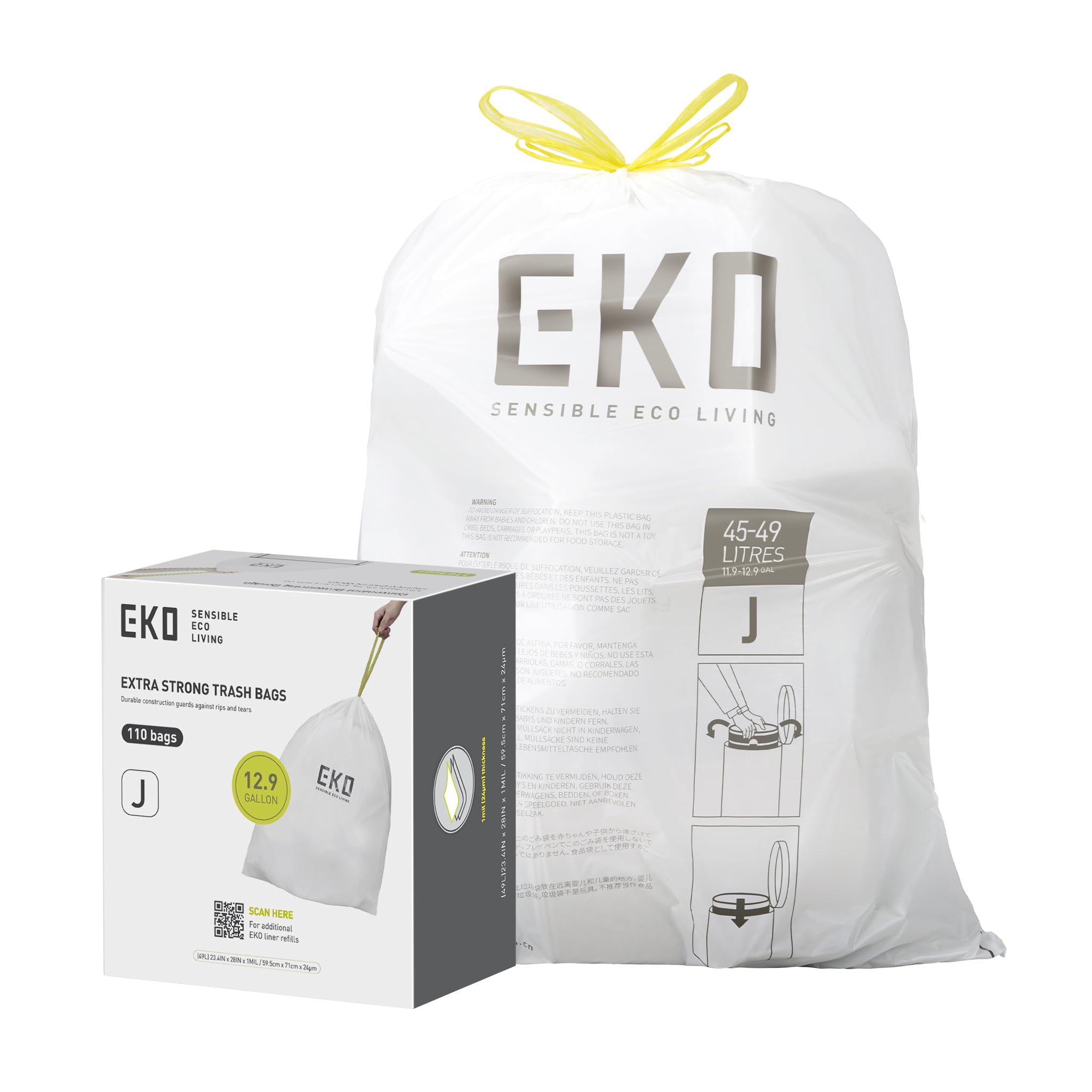 EKO Drawstring Trash Bags for Kitchen & Home