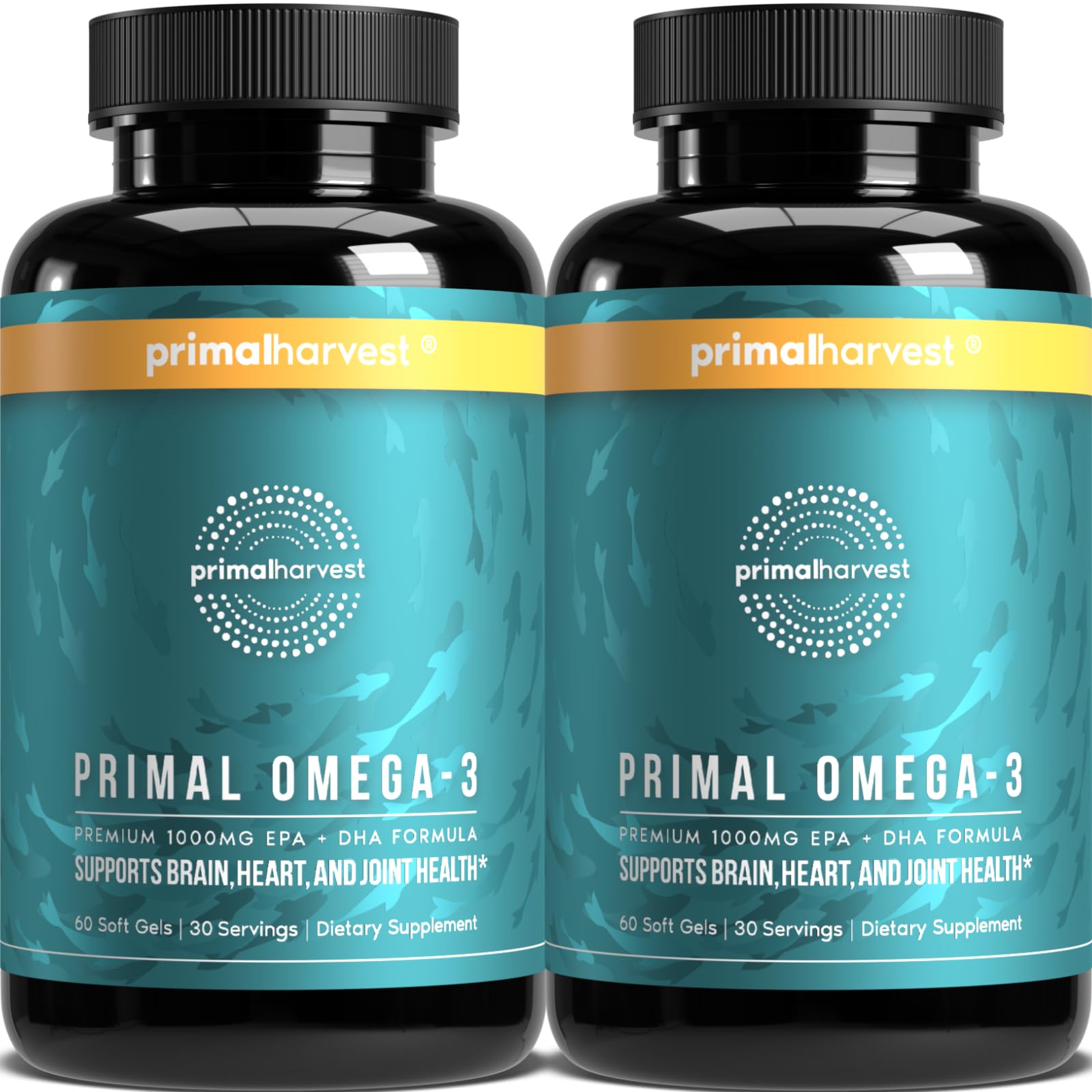 Primal Harvest Omega-3 Fish Oil Softgels 1000 mg EPA+DHA Non-GMO