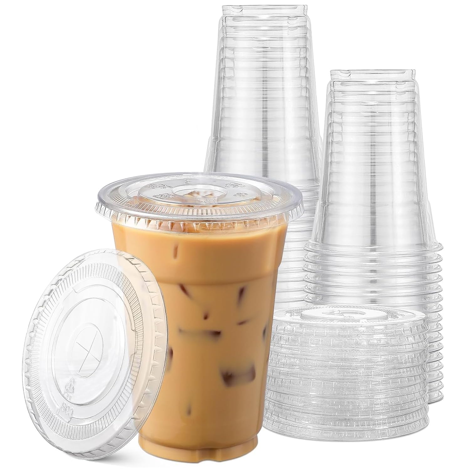 Clear Plastic Cups with Flat Lids by TashiBox

