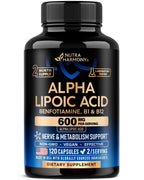 Alpha Lipoic Acid 600 mg Supplement for Nerve Energy - Vegan

