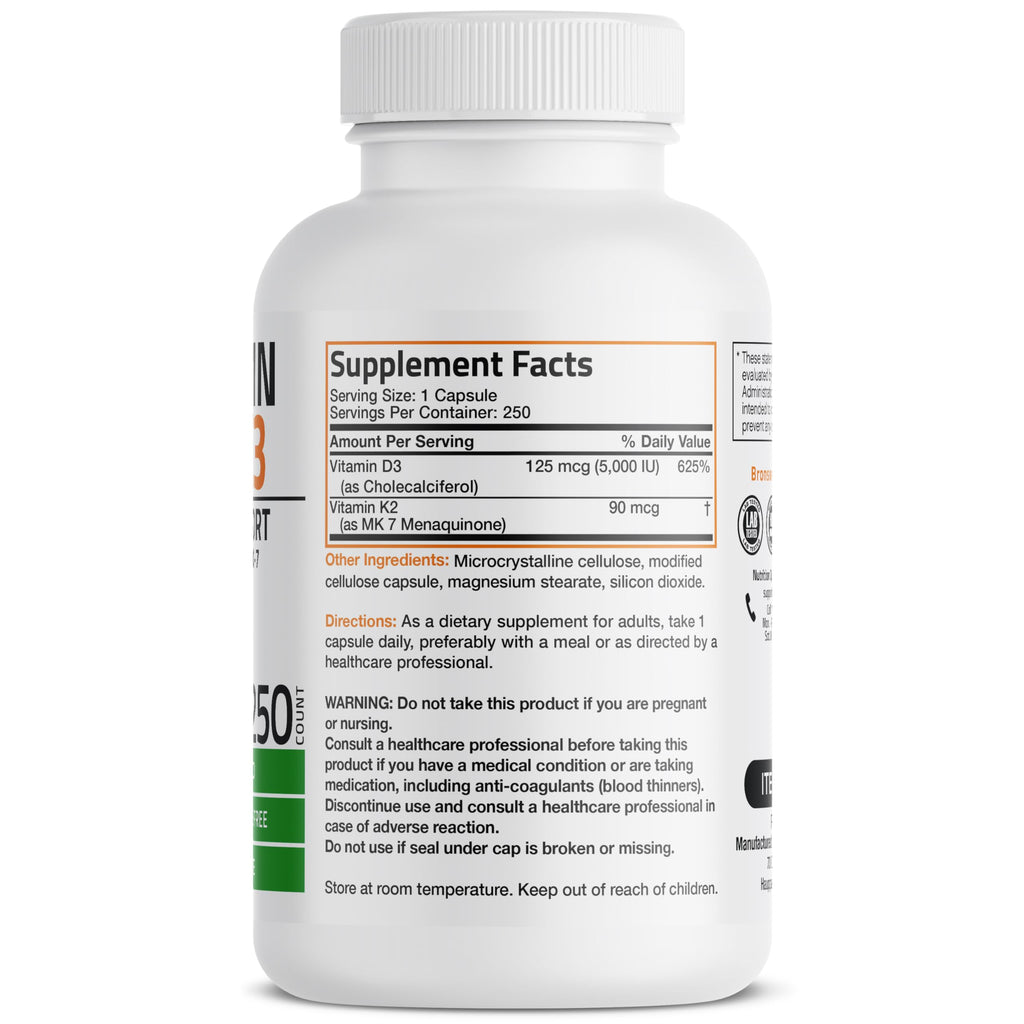 Bronson Vitamin K2 D3 MK-7 2-in-1 Supplement for Bone Health

