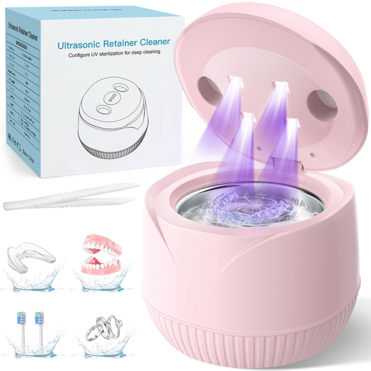 Dental Ultrasonic Retainer Cleaner Machine 45kHz with 200 mL Tank